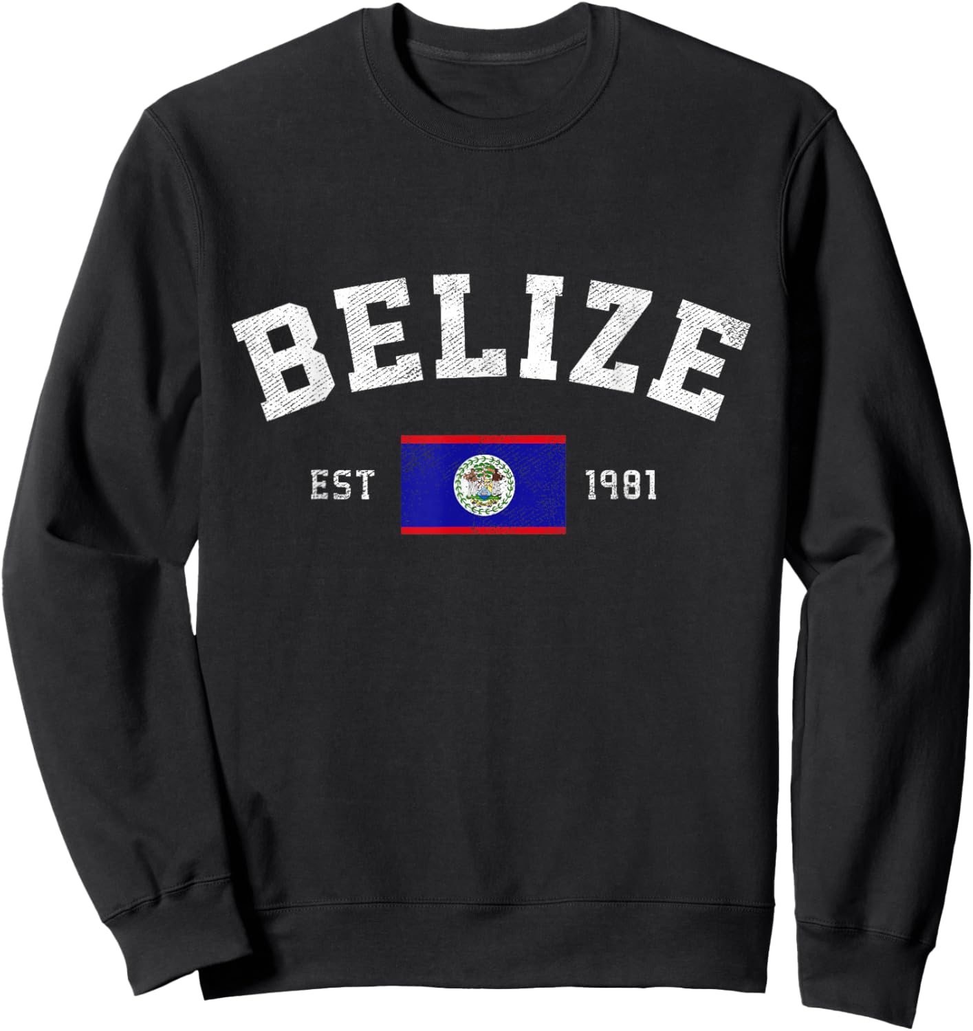 Belize Est. 1981 Belizean Flag Independence Day Sweatshirt - Sweatshirt | Black