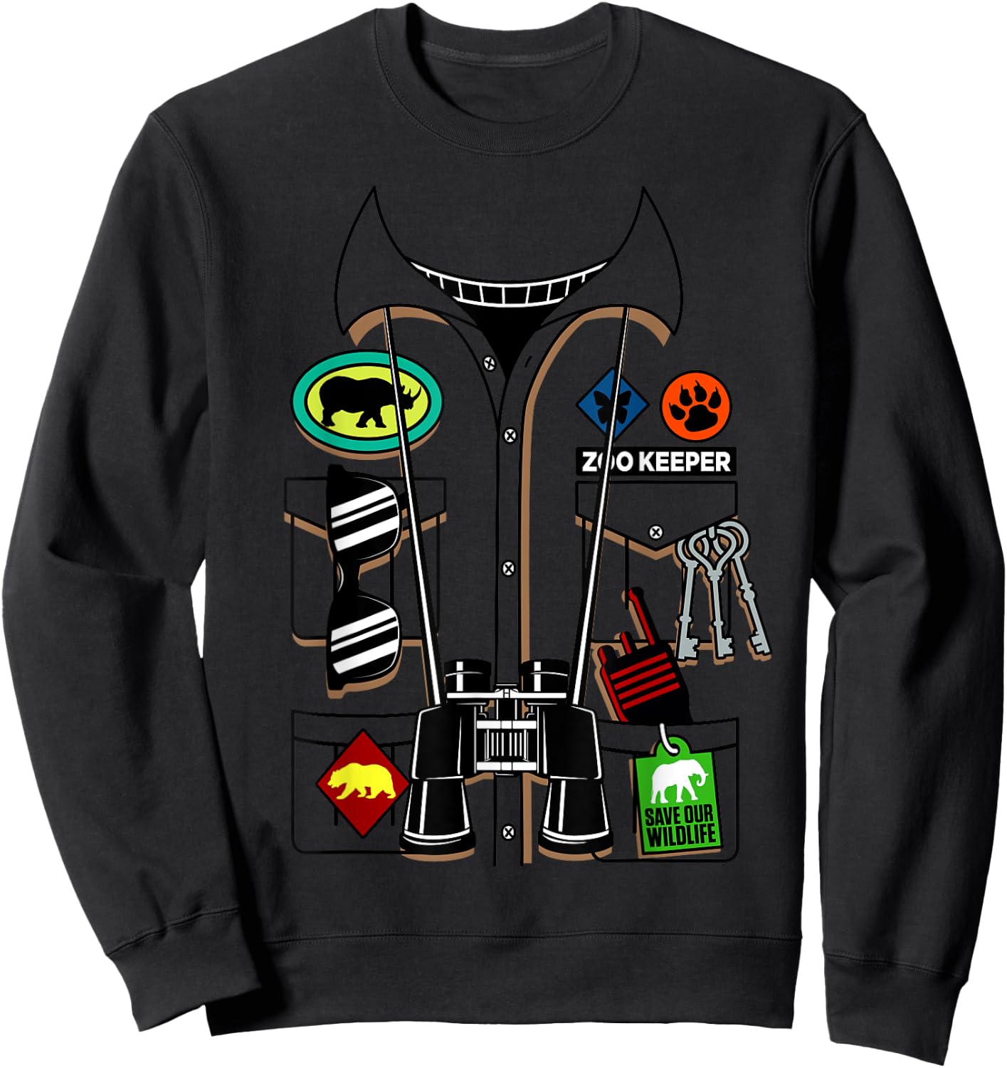 Zoo Keeper Halloween Costume DIY Jungle Safari Explorer Gift Sweatshirt - Sweatshirt | Black