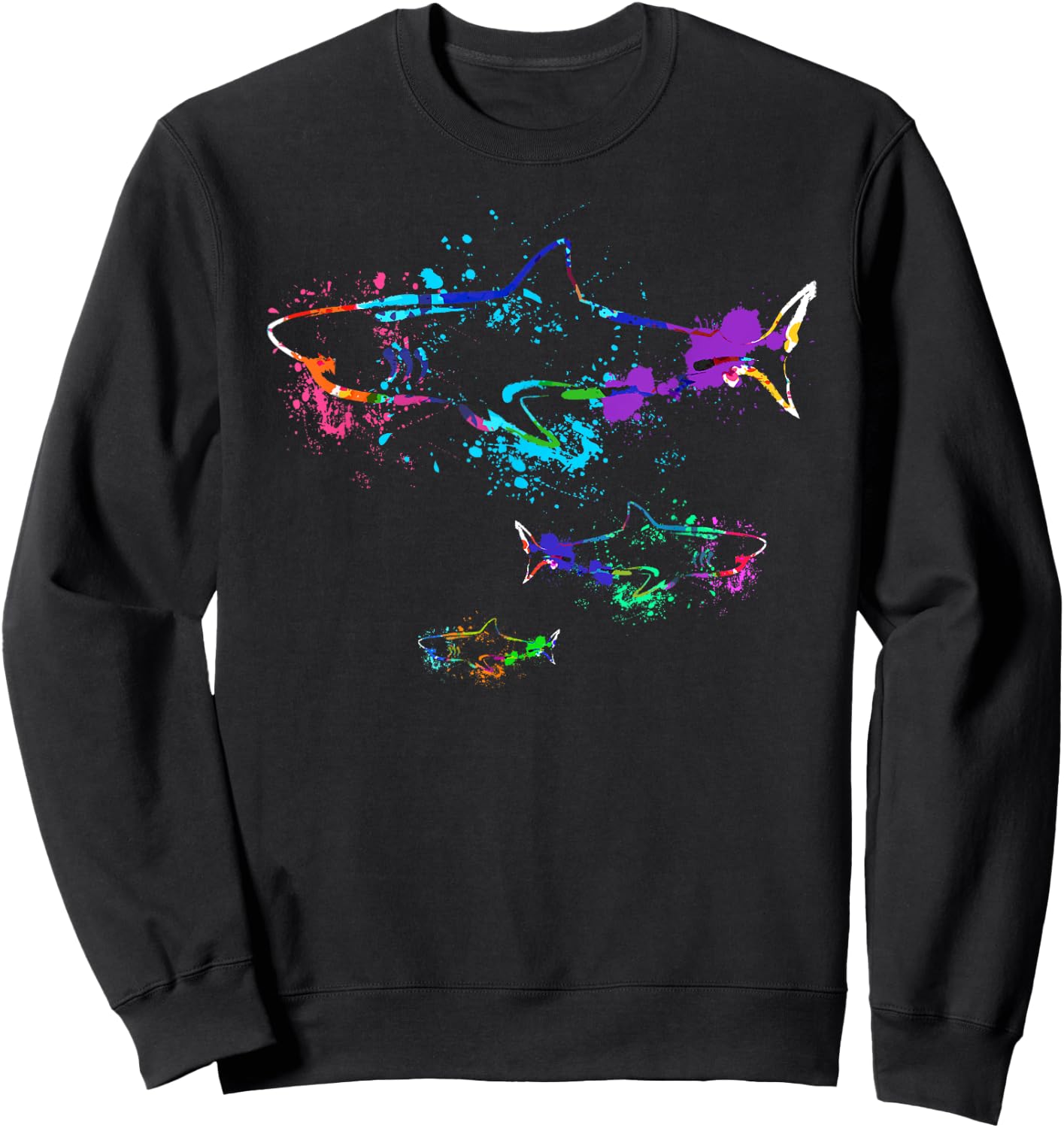 Vintage Shark Silhouette | Hammerhead Shark Tiger Shark Sweatshirt - Sweatshirt | Black