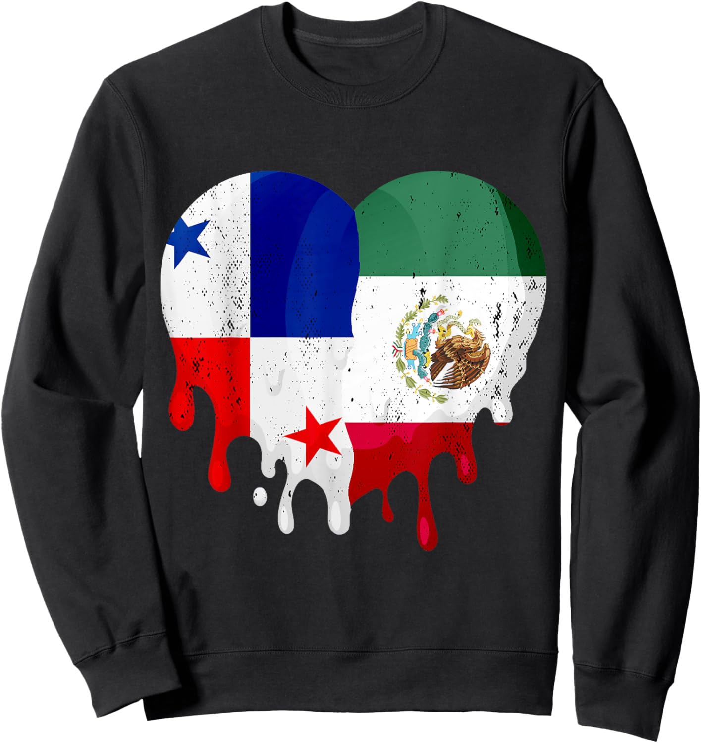 Panama Mexico Flag Heart Citizen Grown Patriot Country Sweatshirt - Sweatshirt | Black
