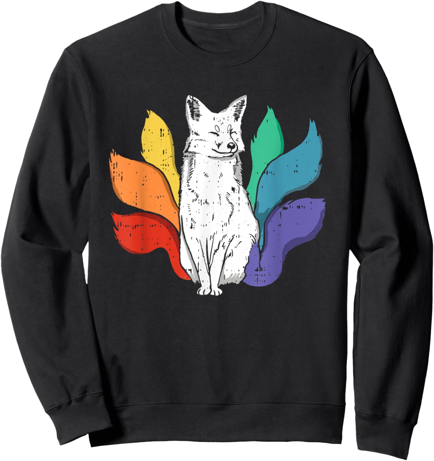 Gay Pride Fox LGBT-Q Rainbow Flag Ally Men Women Sweatshirt - Sweatshirt | Black