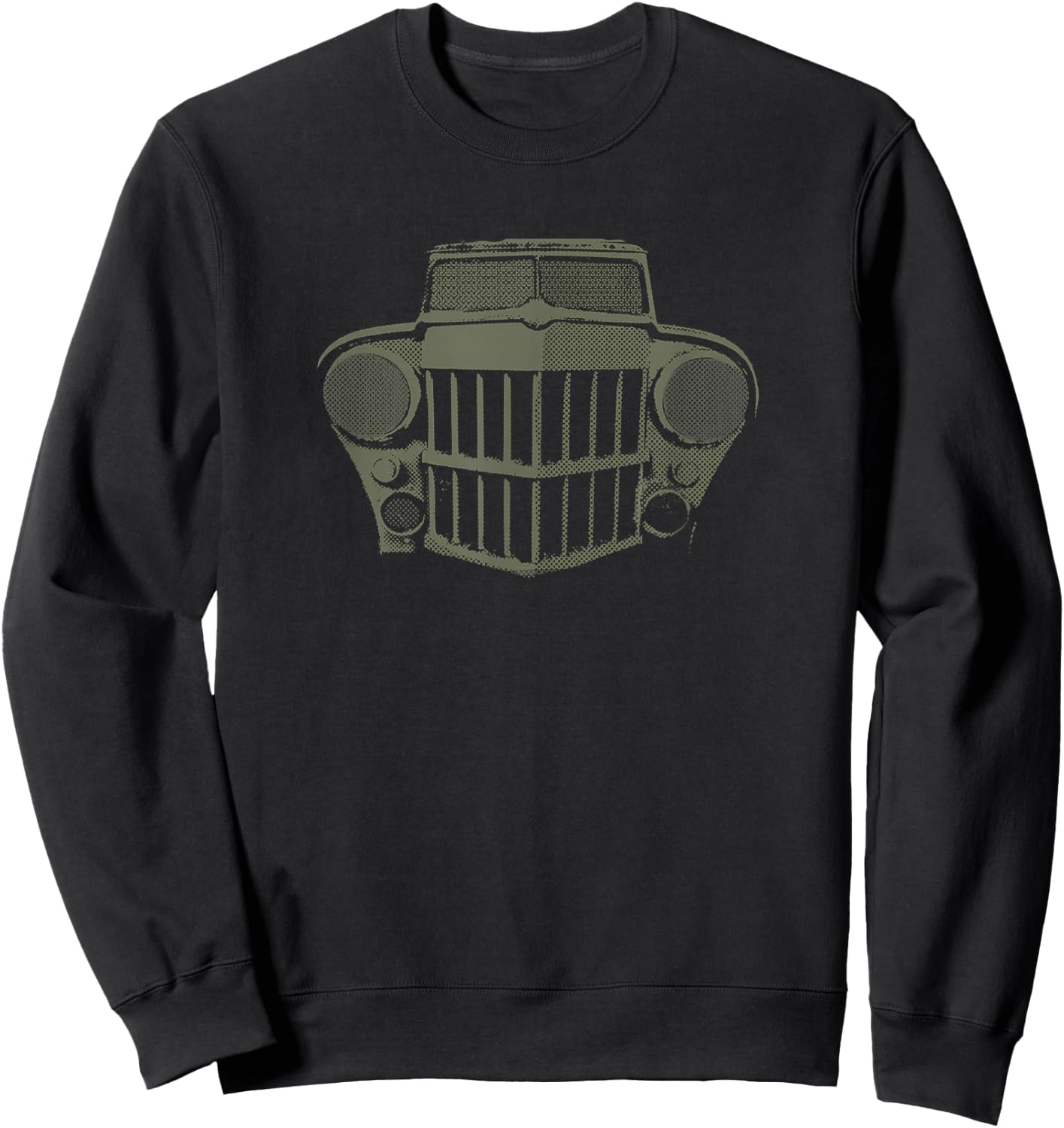 JMOD Men's Green Classic Fit 1940's Willys Offroad Cotton Polyester Sweatshirt - Sweatshirt | Black