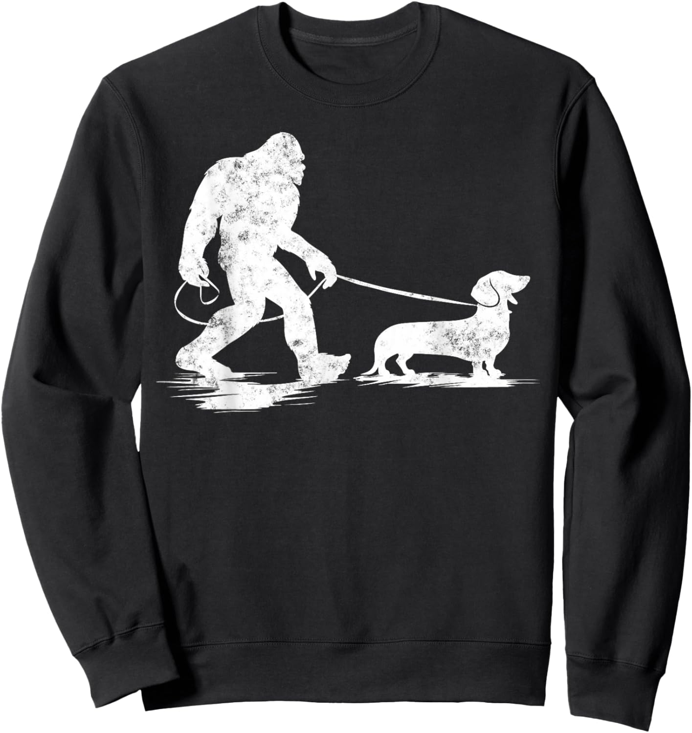 Bigfoot Walking Dachshund Funny Wiener Dog Dad Gifts Sweatshirt - Sweatshirt | Black