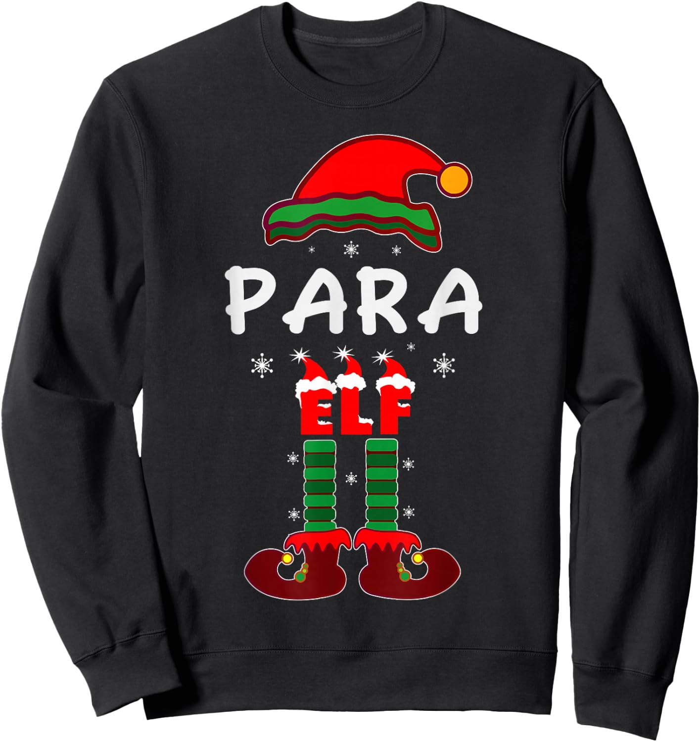 Paraprofessional Elf Matching Group Christmas Pajama Sweatshirt - Sweatshirt | Black