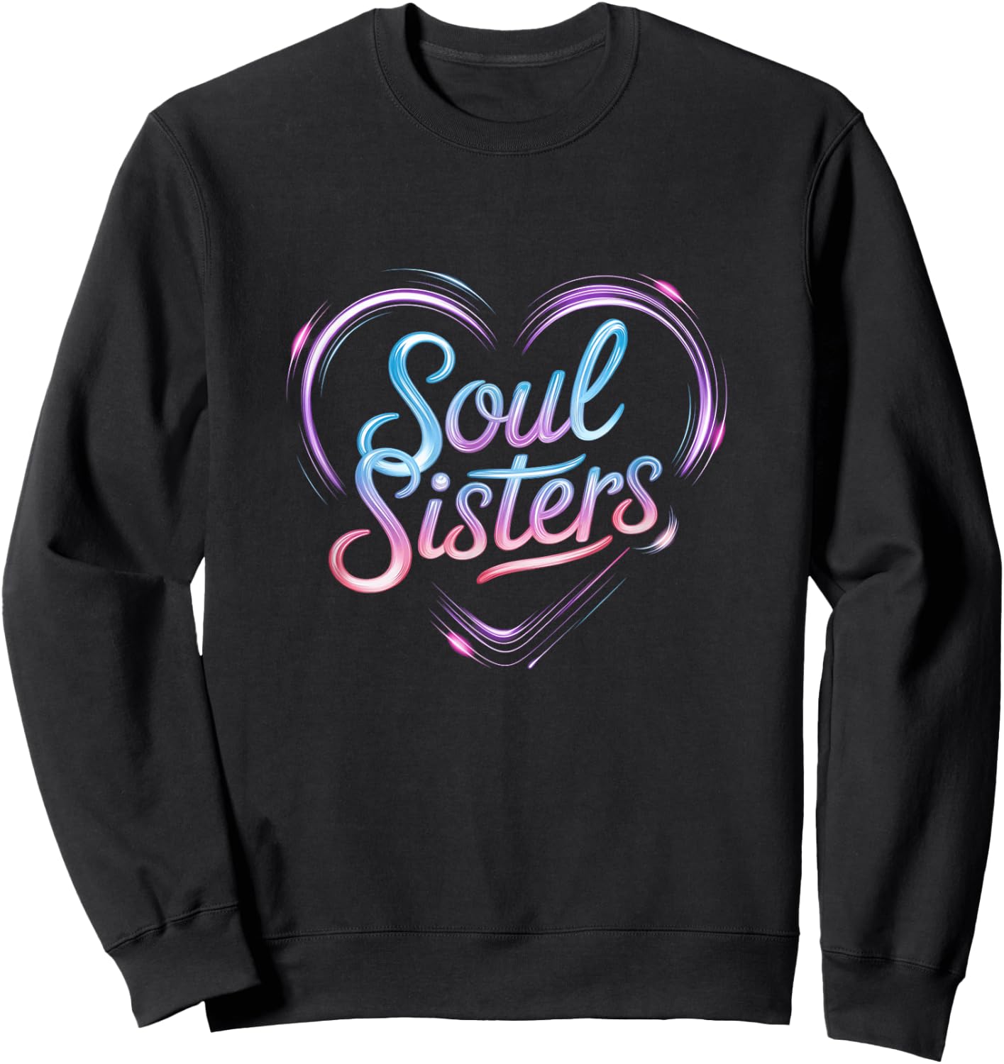 Vibrant Soul Sisters Heart Design Sweatshirt - Sweatshirt | Black