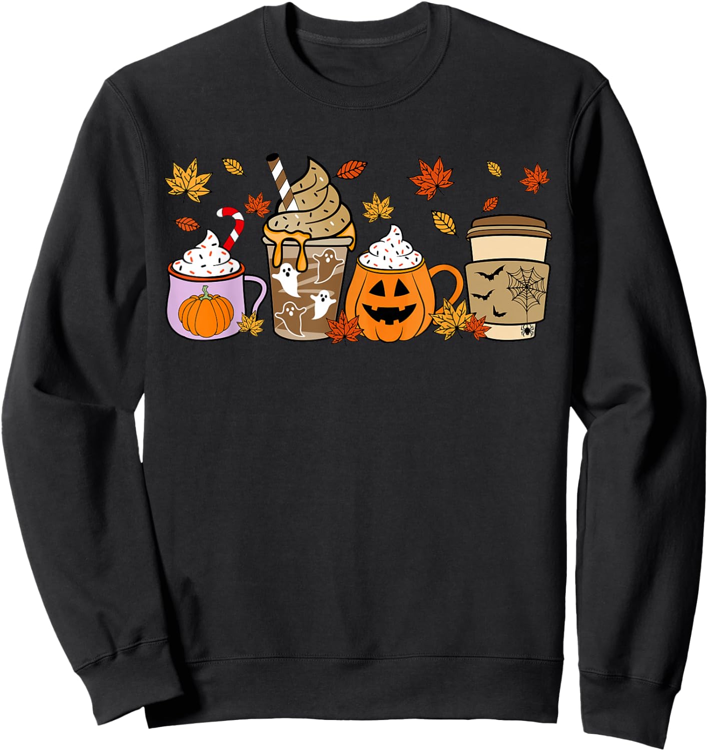 Halloween Coffee Pumpkin Latte Spice Costume Men Women Kids Sweatshirt - Sweatshirt | Black