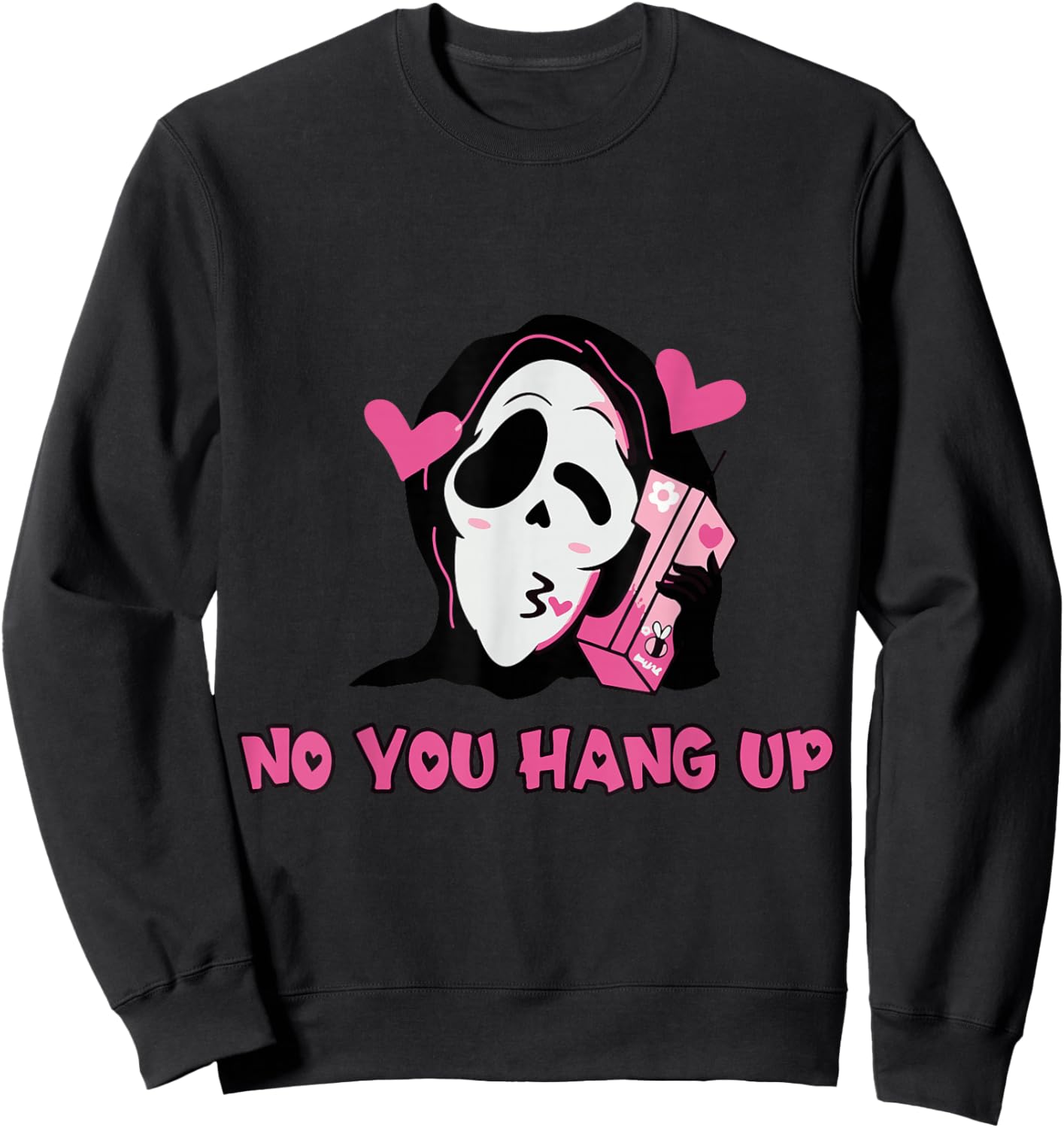 No You Hang Up First. Ghost Halloween Funny Men Women Sweatshirt - Sweatshirt | Black