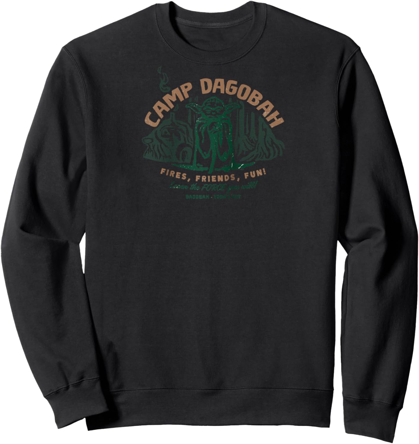 Star Wars Travel Vacation Camp Dagobah Yoda Learn the Force Raglan Baseball Sweatshirt - Sweatshirt | Black
