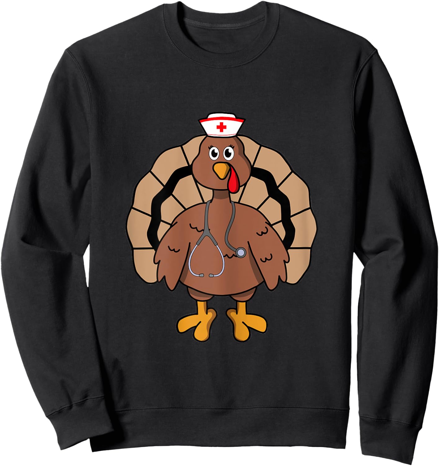 Nurse Scrub Thanksgiving Turkey Nurse Sweatshirt - Sweatshirt | Black