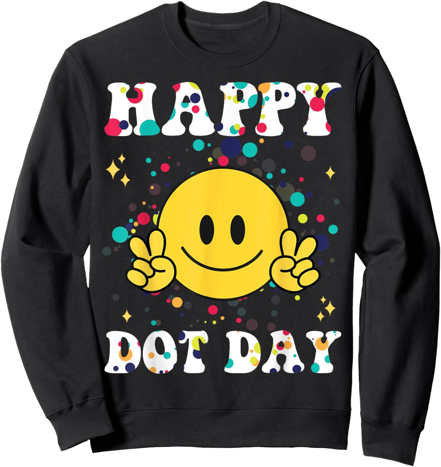 Happy Dot Day Kids Men Polka Dots Kids Boys Girls Groovy Sweatshirt - Sweatshirt | Black