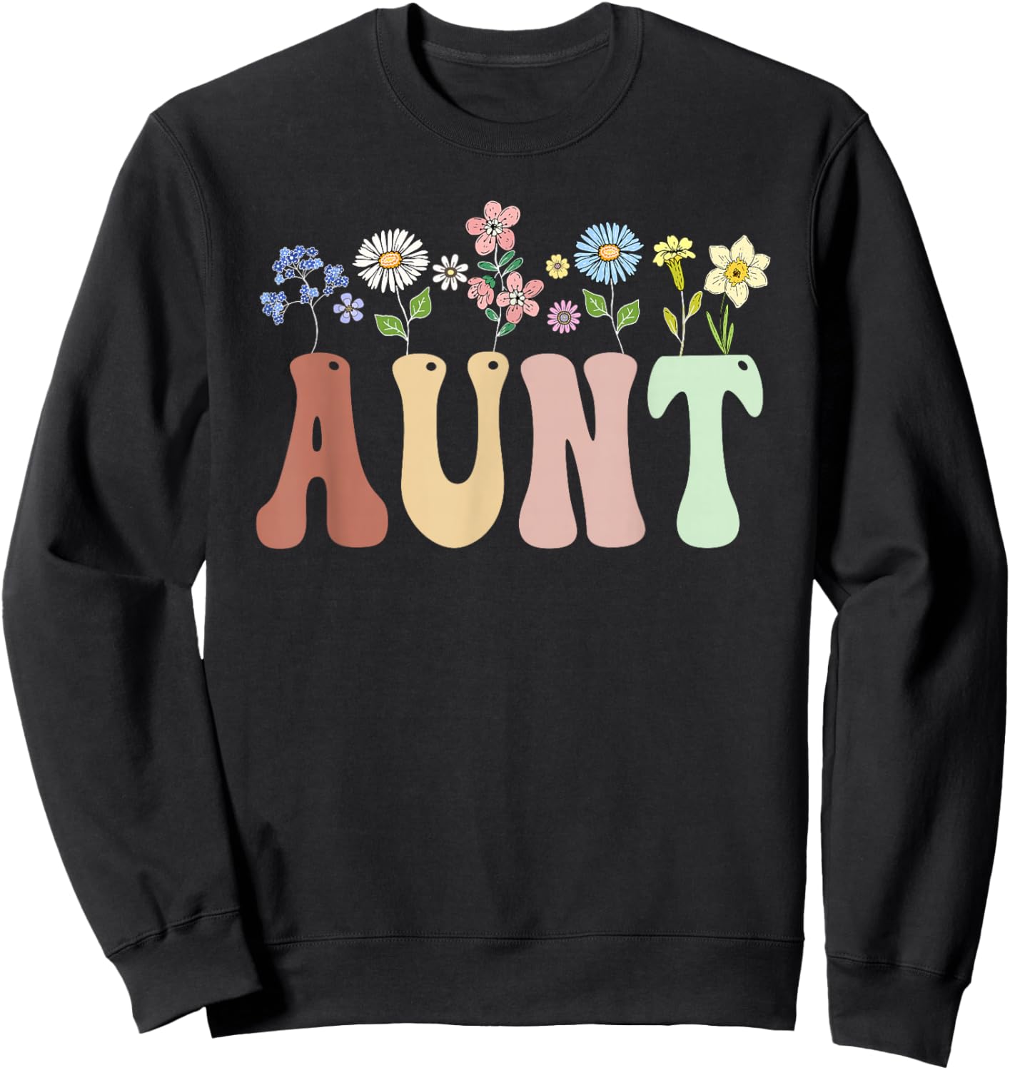 Aunt Gifts Women's Wildflower Floral Design Aunt Sweatshirt - Sweatshirt | Black