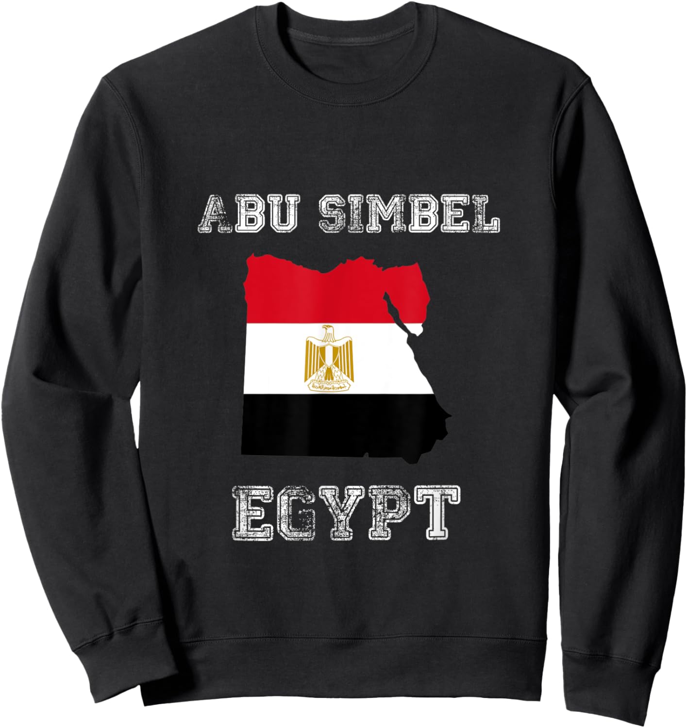 Egypt Distressed Flag Abu Simbel Pride Sweatshirt - Sweatshirt | Black