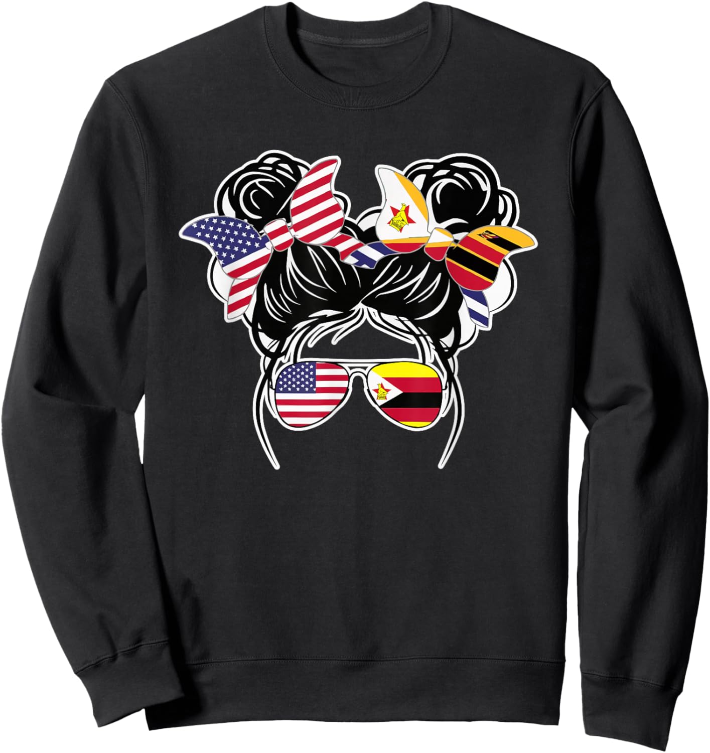 Half American Half Zimbabwean USA Flag Zimbabwe America Sweatshirt - Sweatshirt | Black
