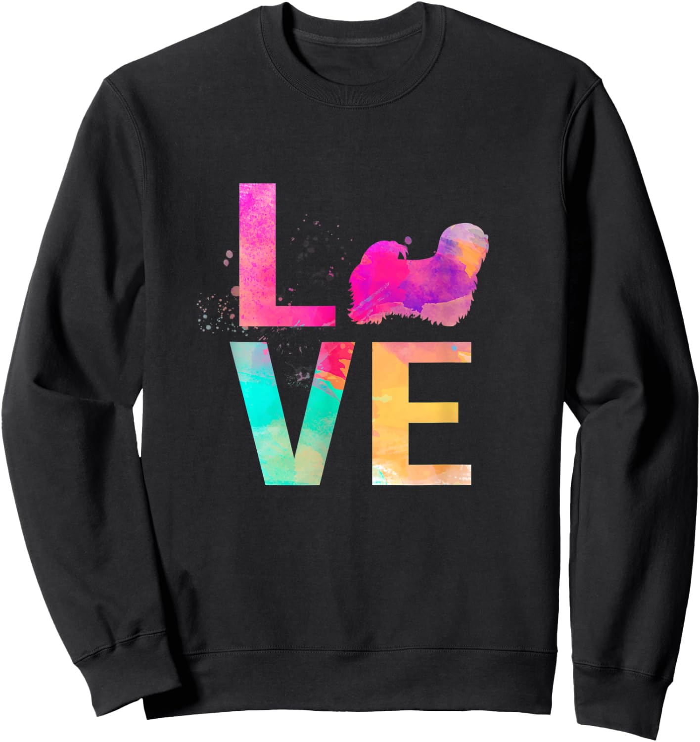 Colorful Lhasa Apso Dog Mom Gifts Lhasa Apso Men Women Kids Sweatshirt - Sweatshirt | Black