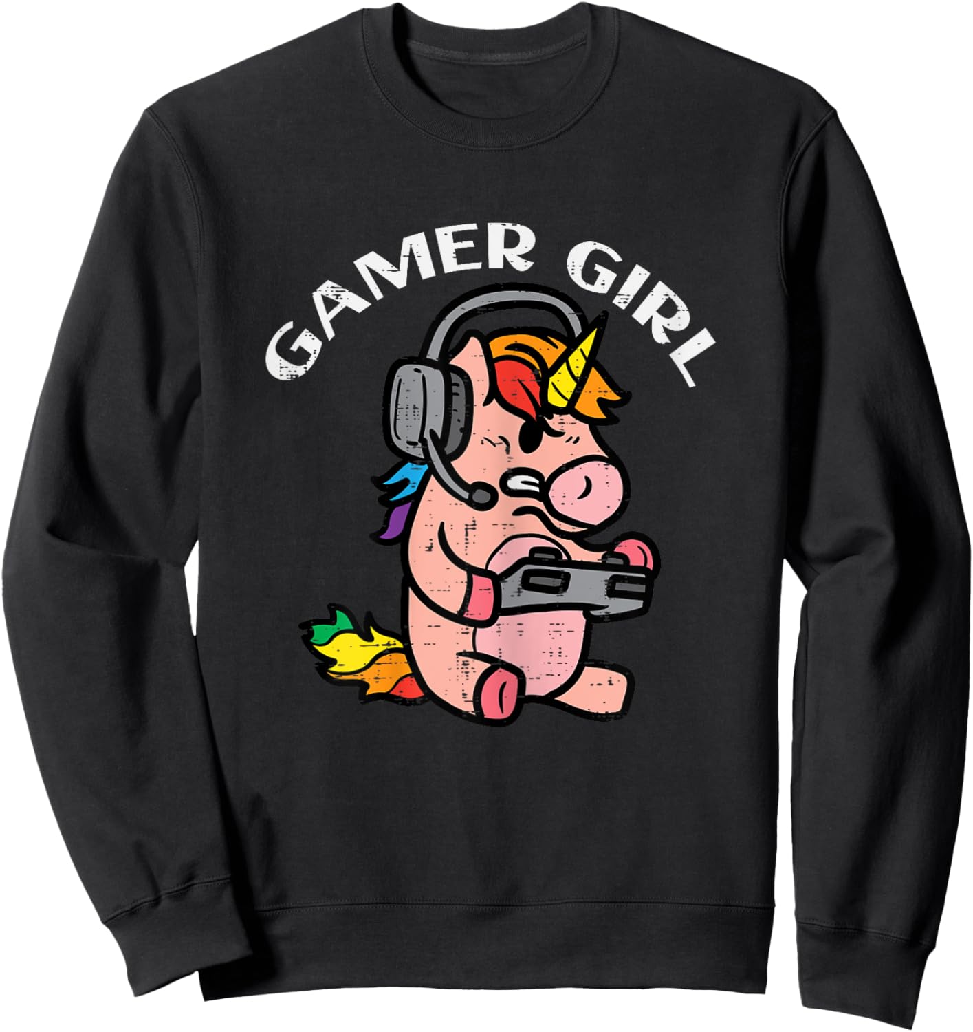 Gamer Girl Unicorn Gaming Cute Women Girls Kids Teen Youth Sweatshirt - Sweatshirt | Black