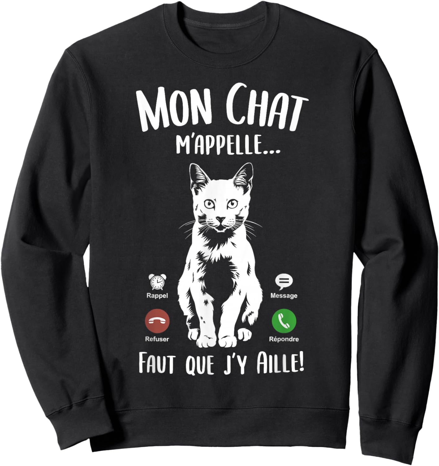Children's Cat Funny Woman Girl Mon Chat m'appelle Sweatshirt - Sweatshirt | Black
