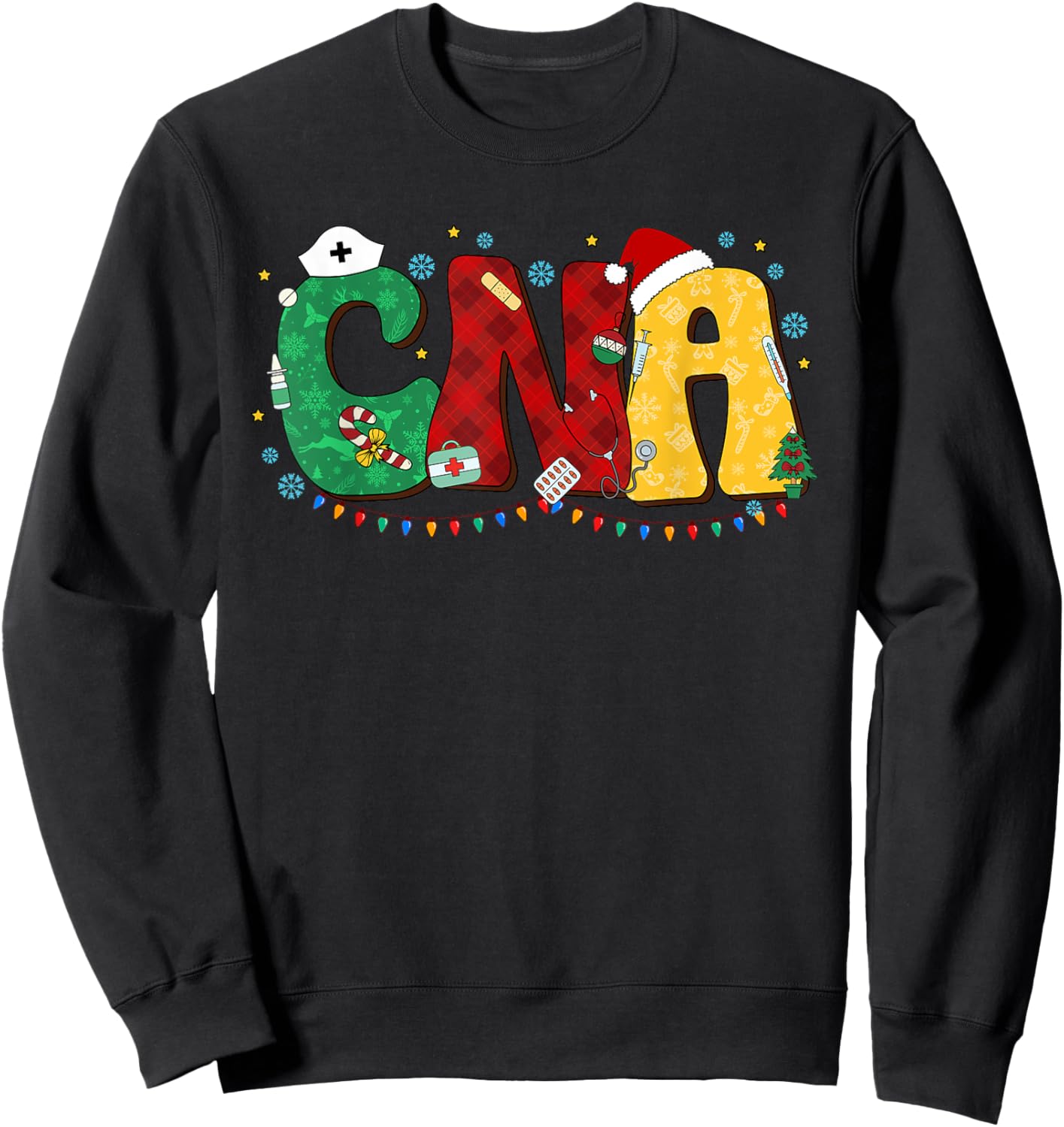 CNA Christmas Certified Nurse Assistant Nursing Aide Holiday Sweatshirt - Sweatshirt | Black