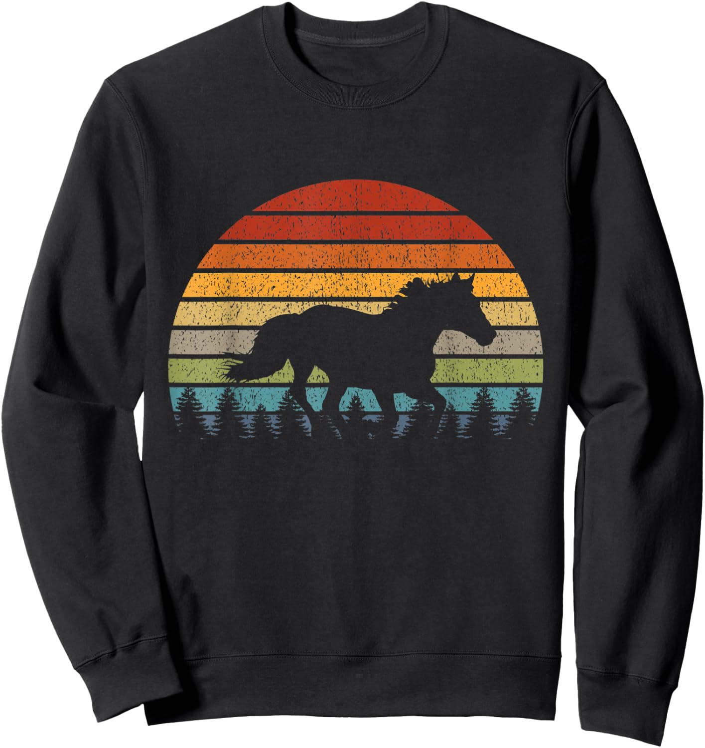Retro Running Horse Sweatshirt - Sweatshirt | Black