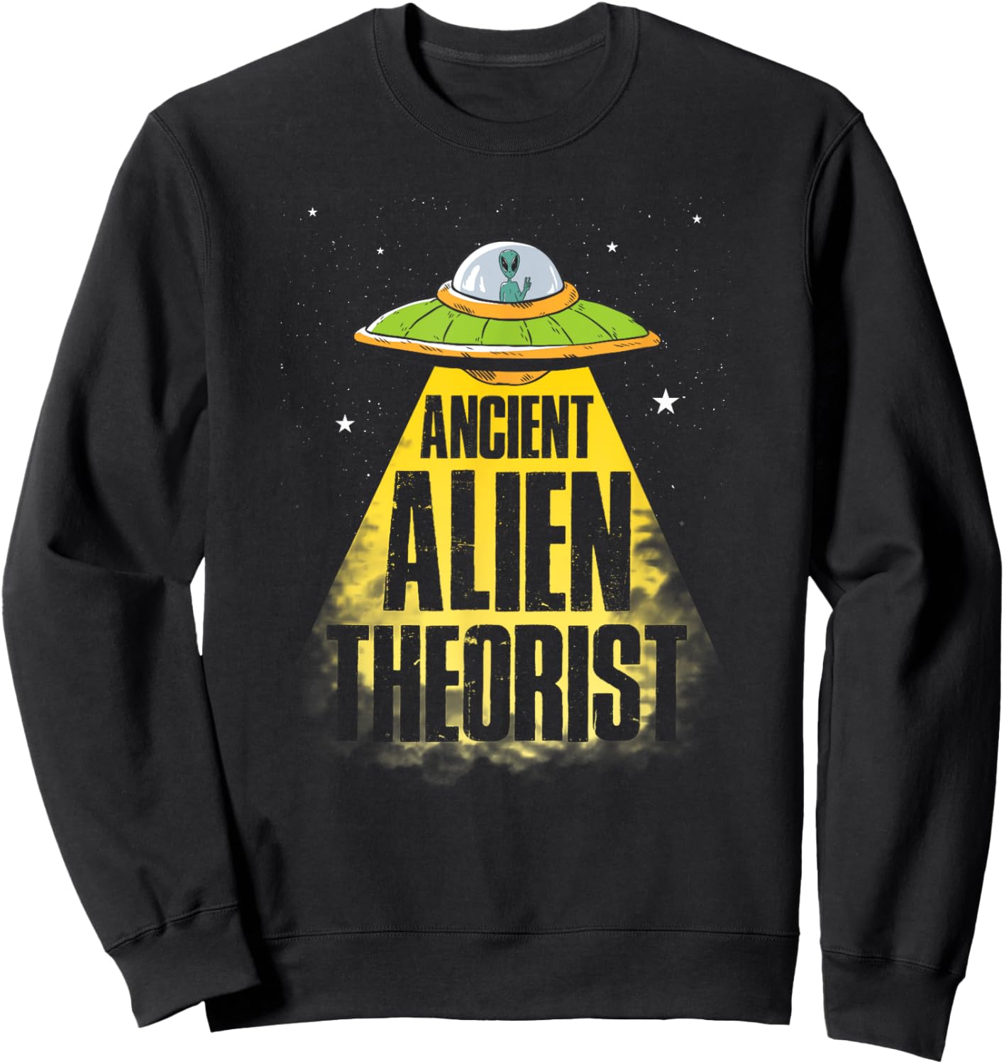 Ancient Alien Theorist Clothing Alien Fan UFO Lover Black Classic Fit Short Sleeve Sweatshirt - Sweatshirt | Black