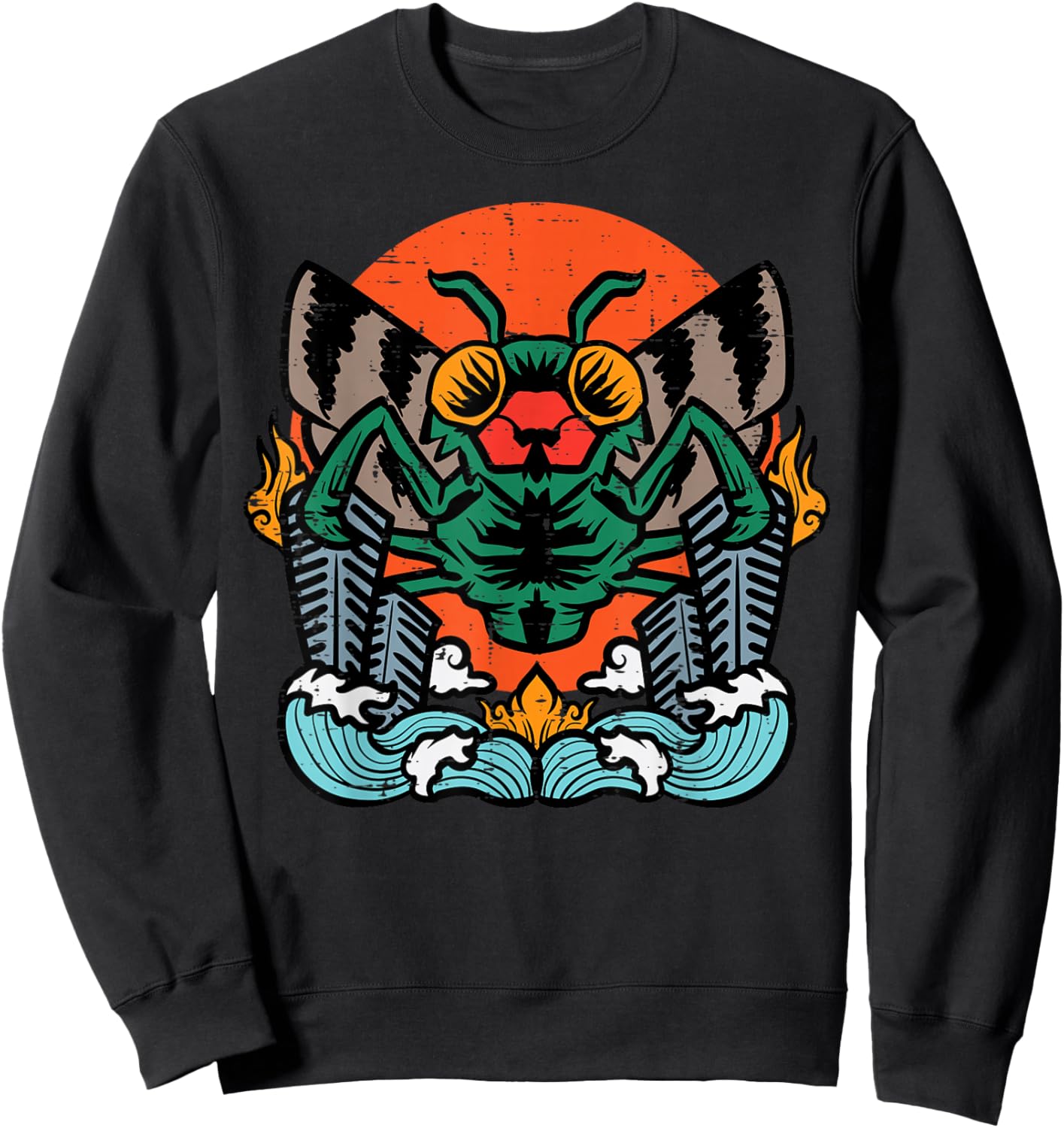 Giant Moth Monster Sunset Vintage Japanese Men Women Kids Sweatshirt - Sweatshirt | Black