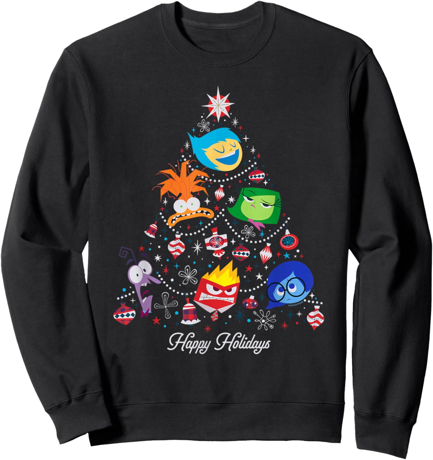 Disney and Pixar’s Inside Out 2 Emotions Christmas Tree Sweatshirt - Sweatshirt | Black