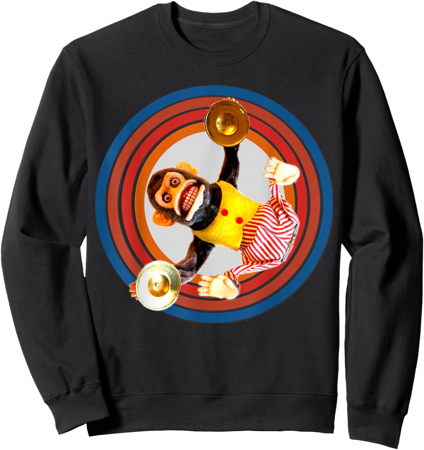 Cymbal Chimp Toy, Jolly Monkey With Cymbals Vintage Retro Sweatshirt - Sweatshirt | Black