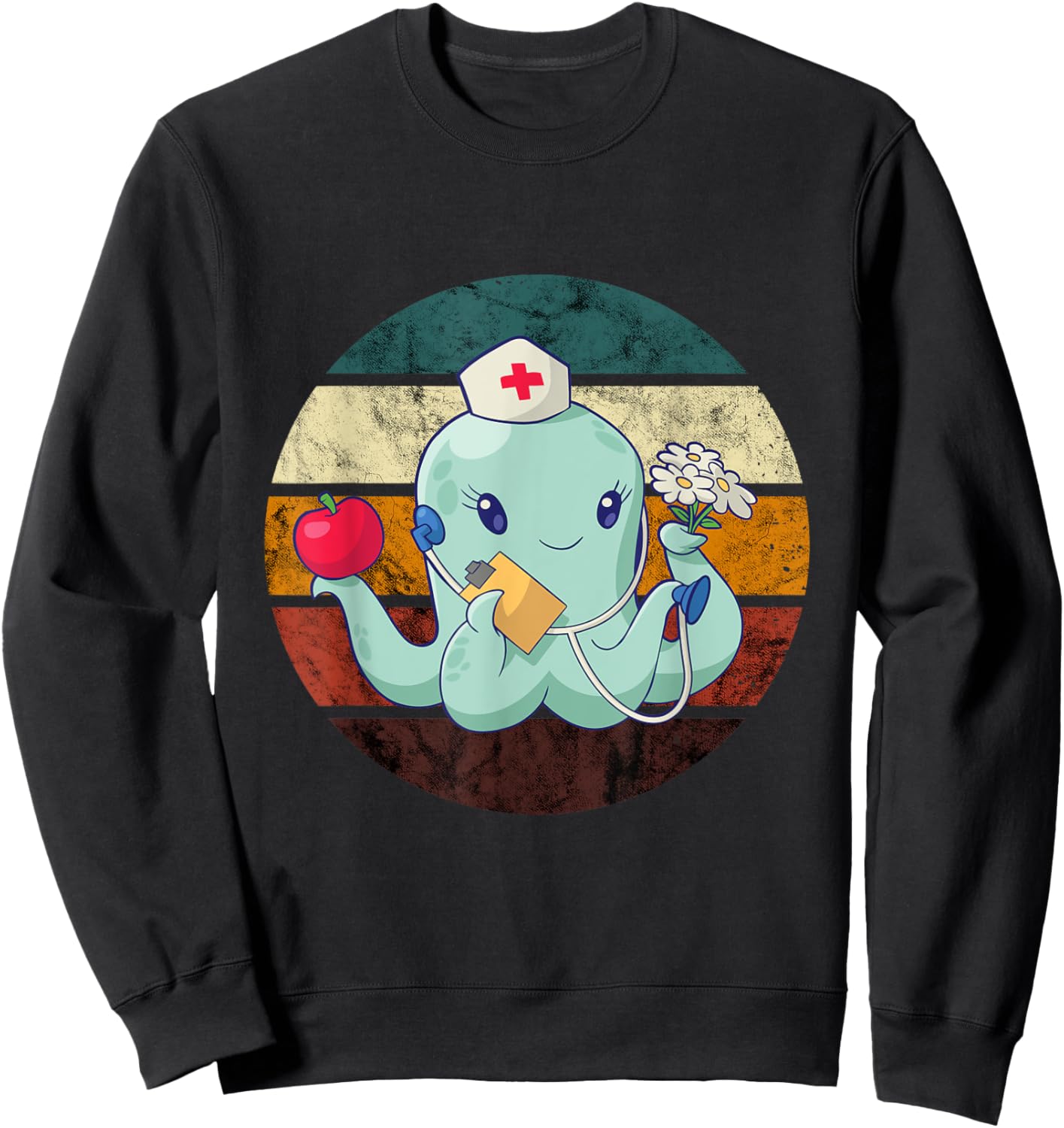 Octopus Doctor Retro Cephalopod Sea Monster Vintage Kraken Sweatshirt - Sweatshirt | Black