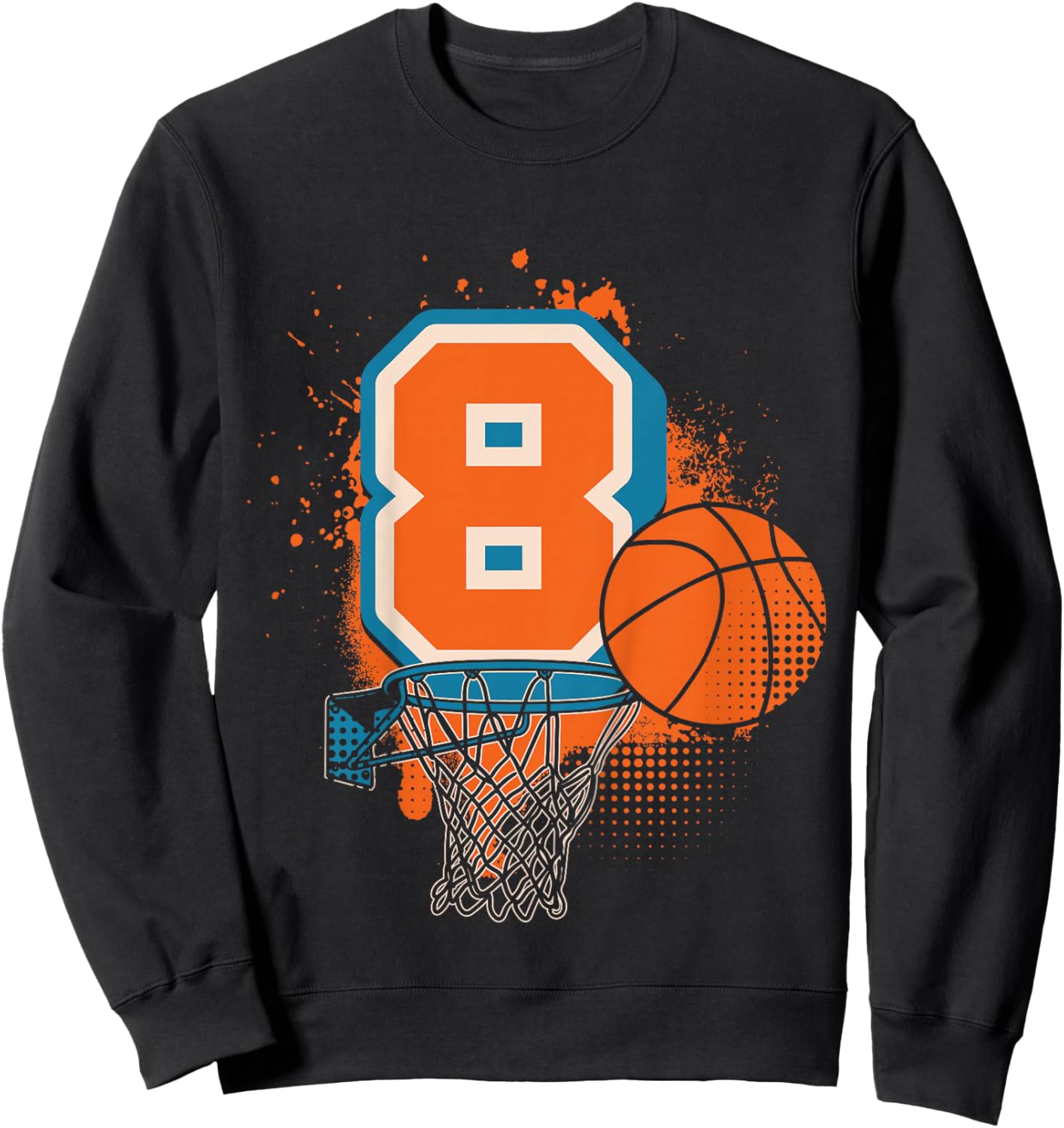Kids 8th Birthday Boy Basketball Player Basketball 8 Years Old Sweatshirt - Sweatshirt | Black