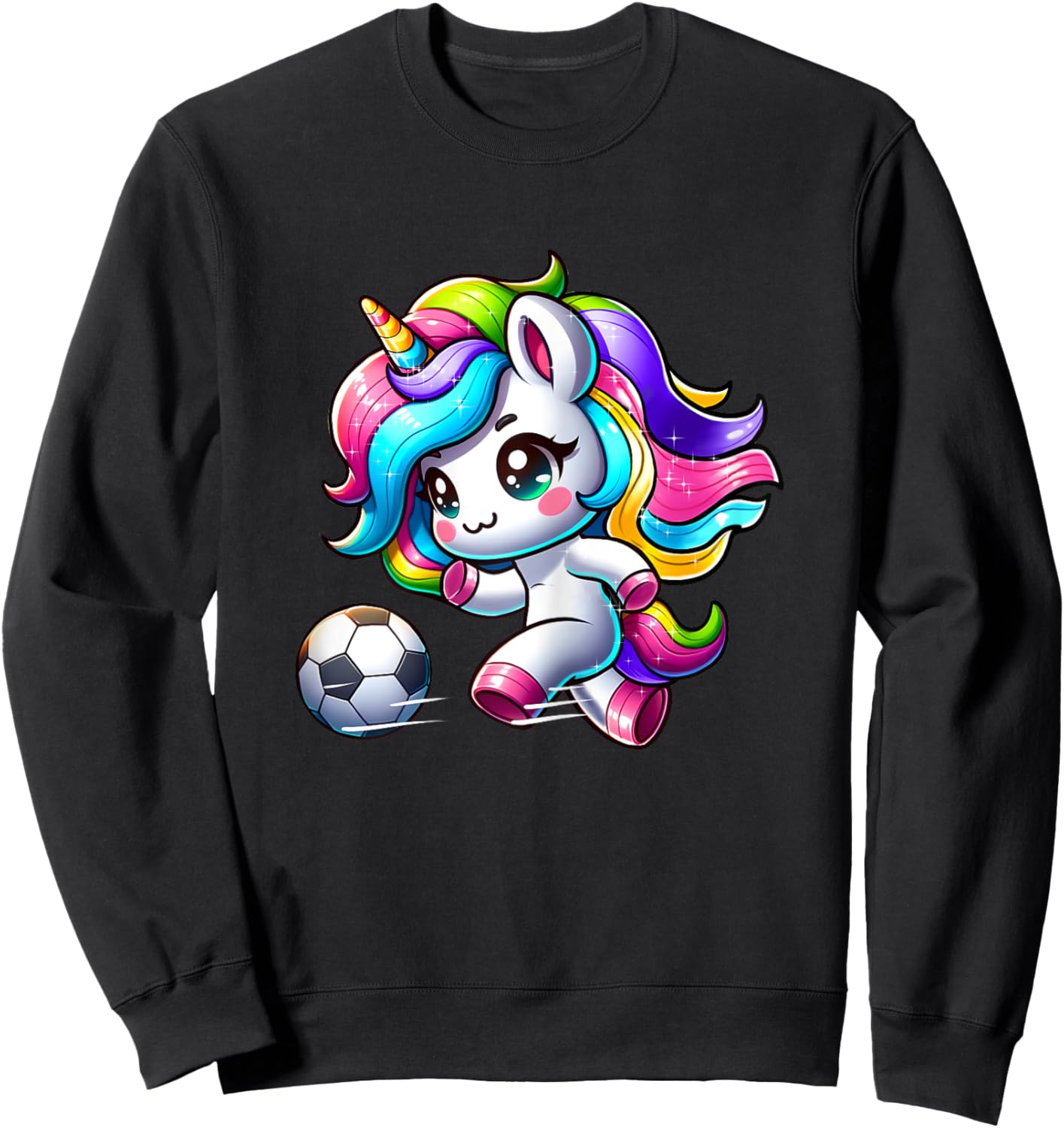 Soccer Player Unicorn Girls Sweatshirt - Sweatshirt | Black