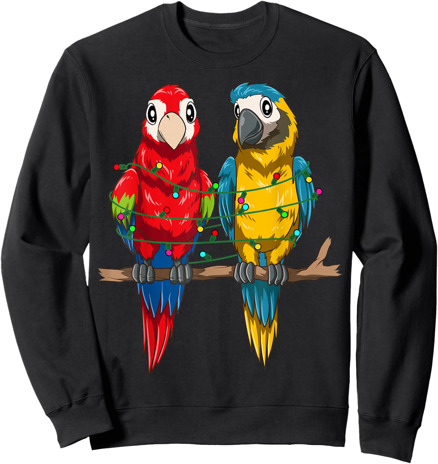 Parrot Christmas Macaw Xmas Lights Bird Lovers Christmas Sweatshirt - Sweatshirt | Black