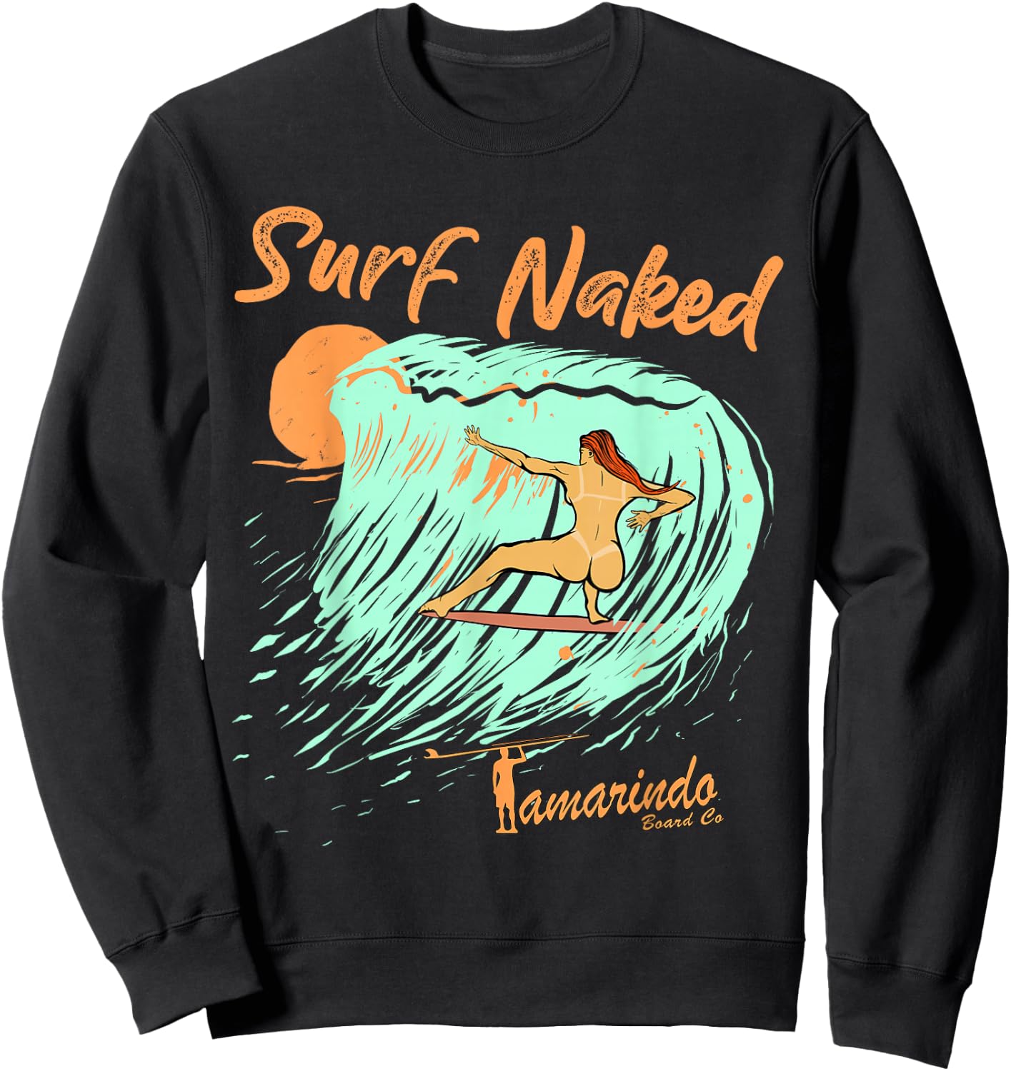 Naked Surf, Surfing funny surf Naked Sweatshirt - Sweatshirt | Black
