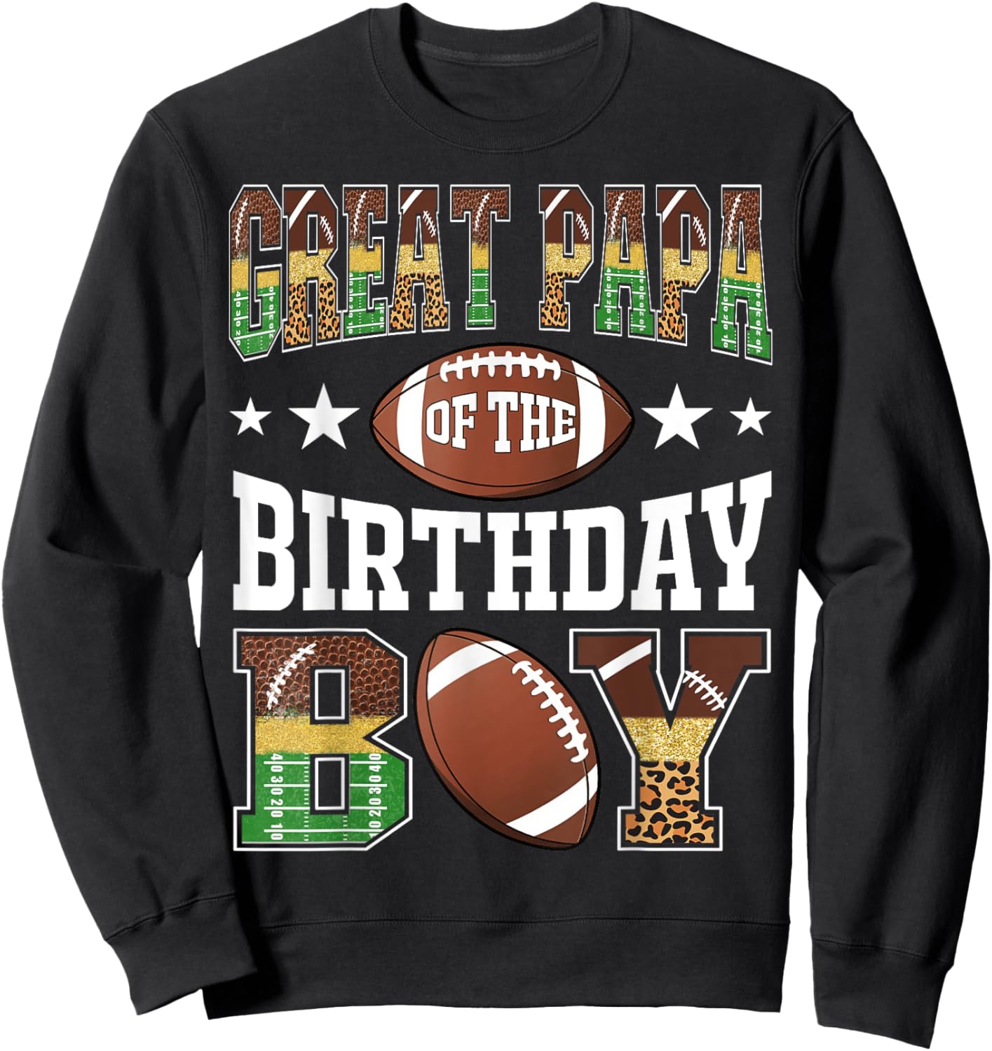 Great Papa Of The Birthday Boy Football Leopard Game Day Sweatshirt - Sweatshirt | Black