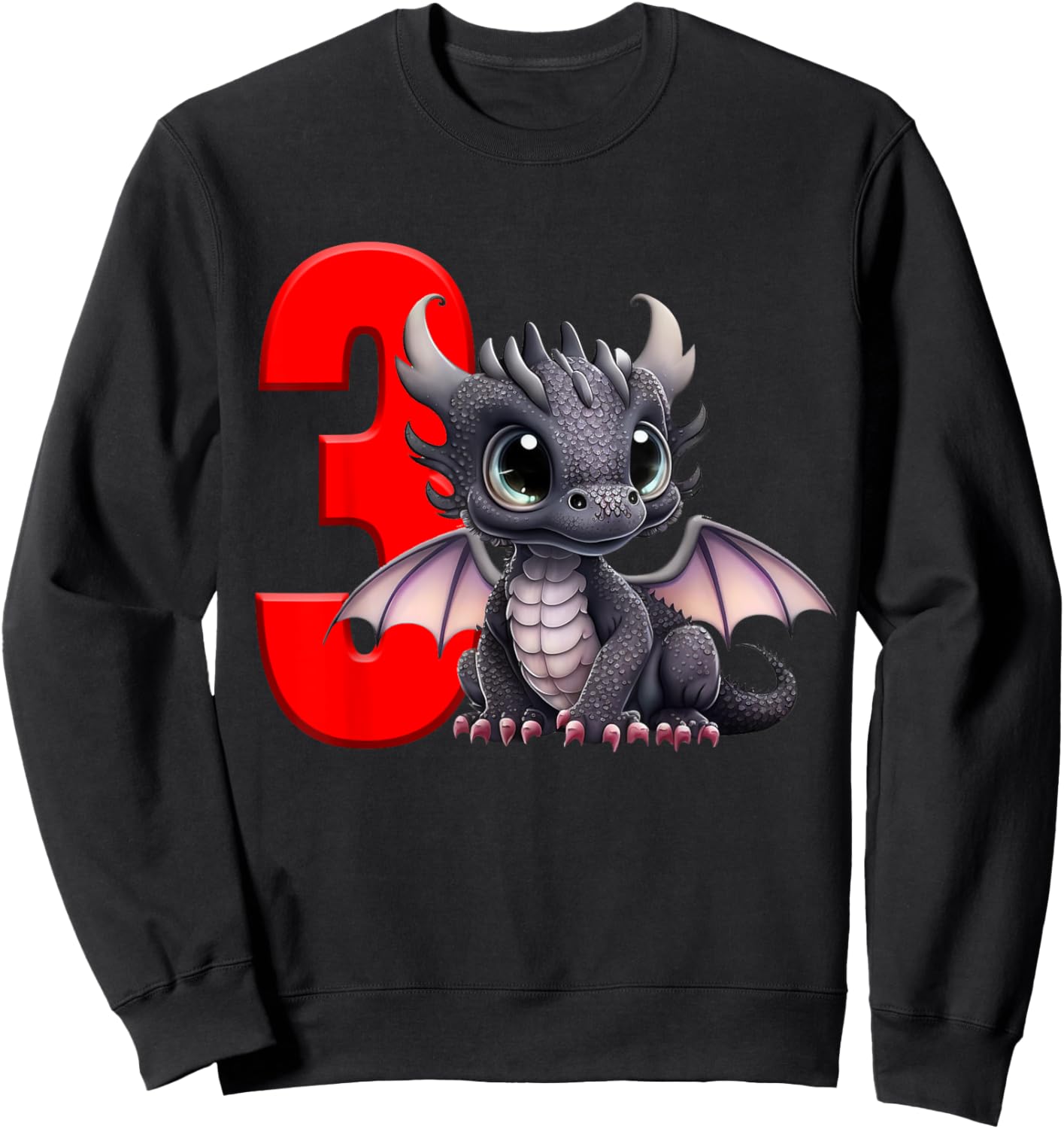 3rd Birthday Shirt Dragon Party Birthday Boy Toddler Three 3 Sweatshirt - Sweatshirt | Black