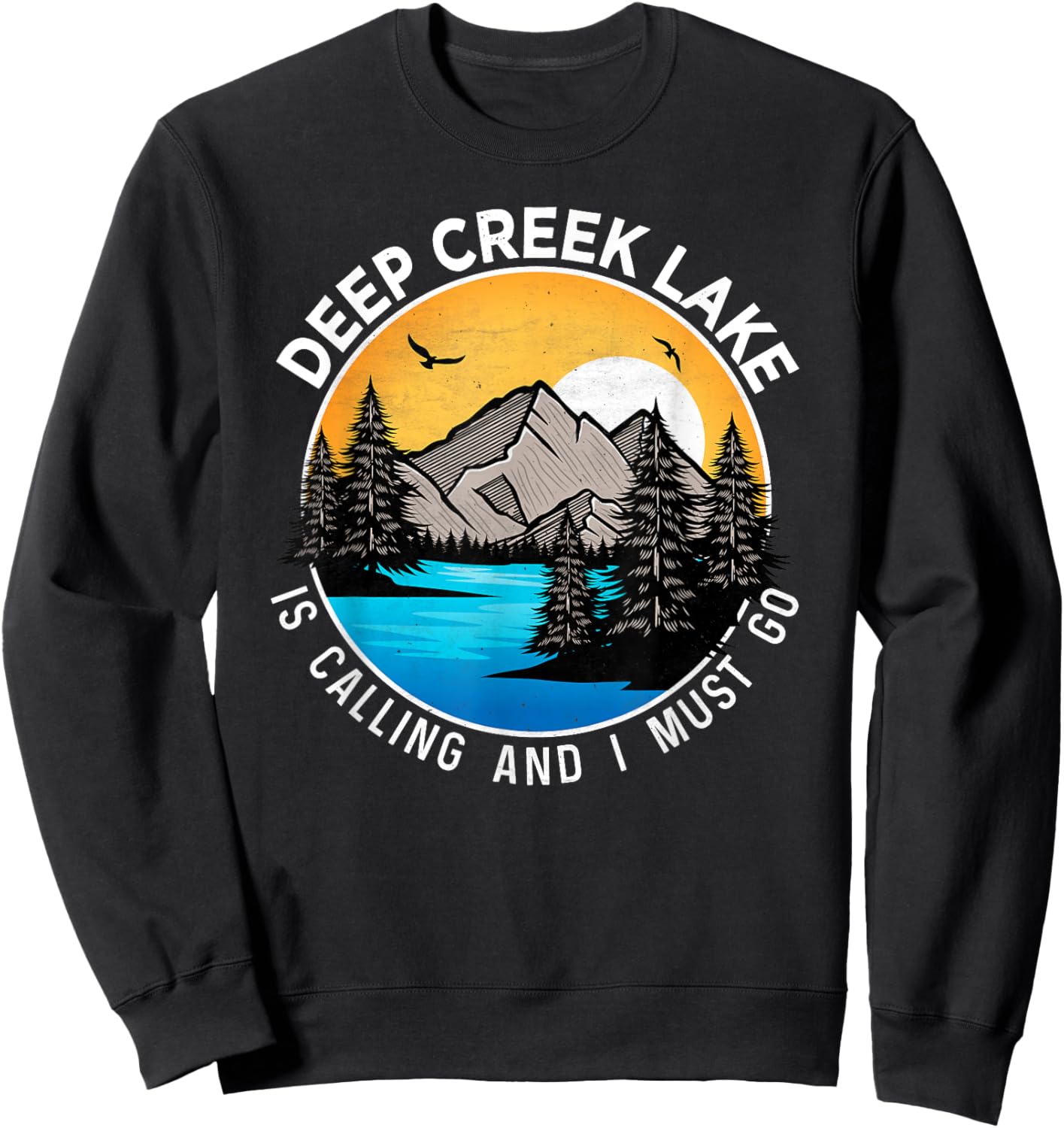 Fishing Boating Camping - Lakeview Deep Creek Lake Sweatshirt - Sweatshirt | Black