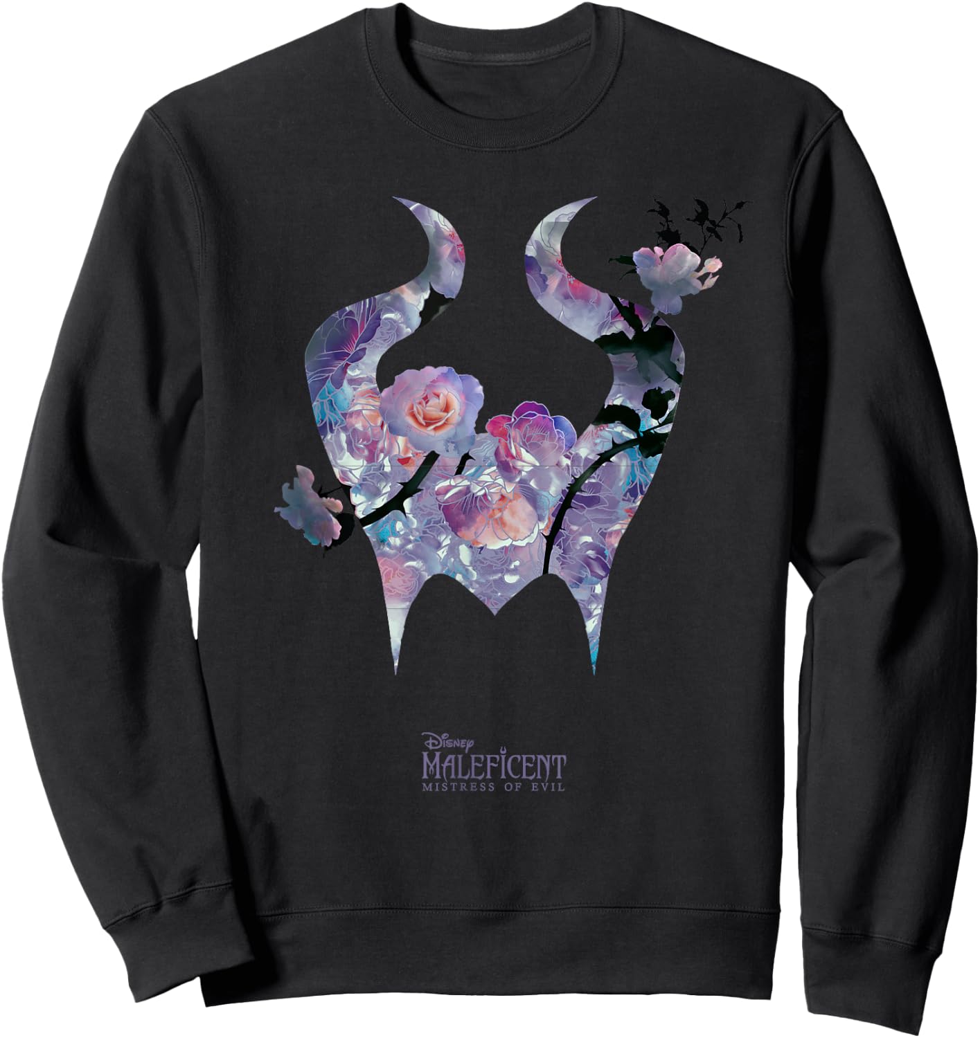 Disney Maleficent: Mistress of Evil Floral Horns Small Sweatshirt - Sweatshirt | Black