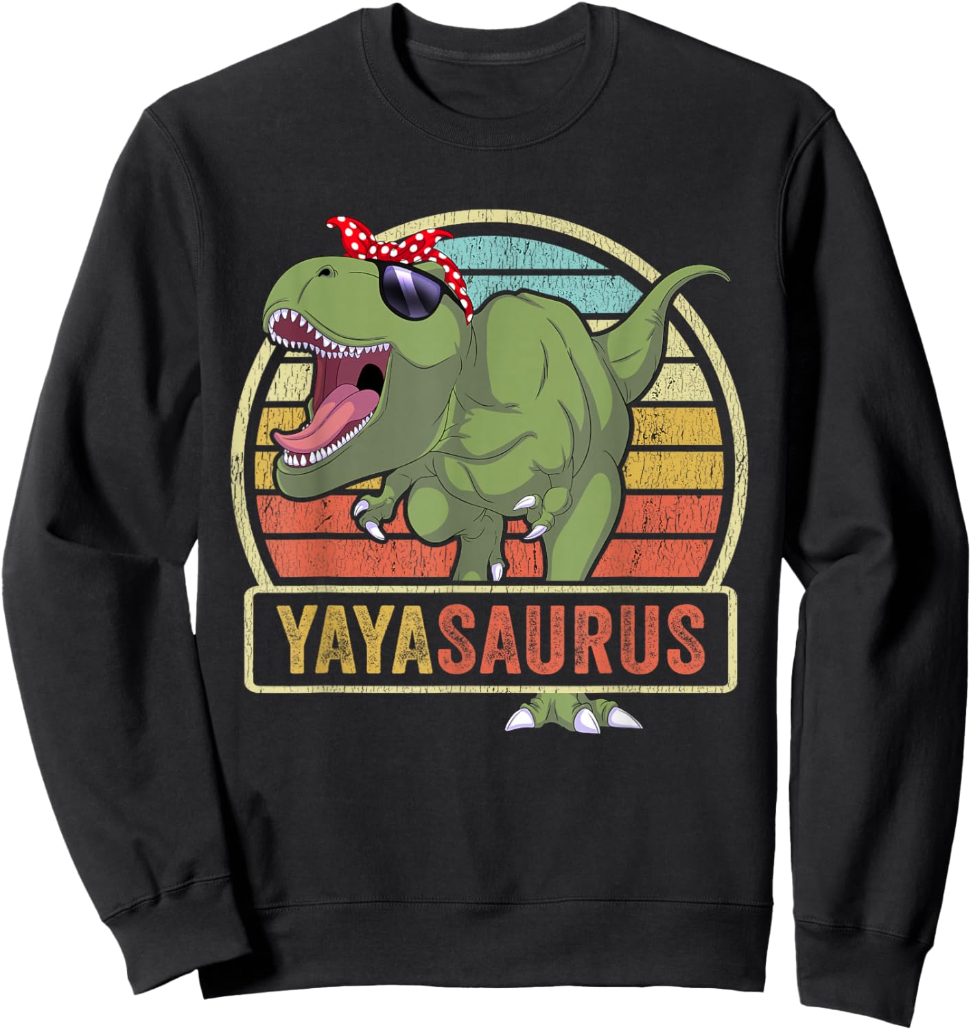 Yayasaurus Dinosaur Yaya Saurus Family Matching Sweatshirt - Sweatshirt | Black