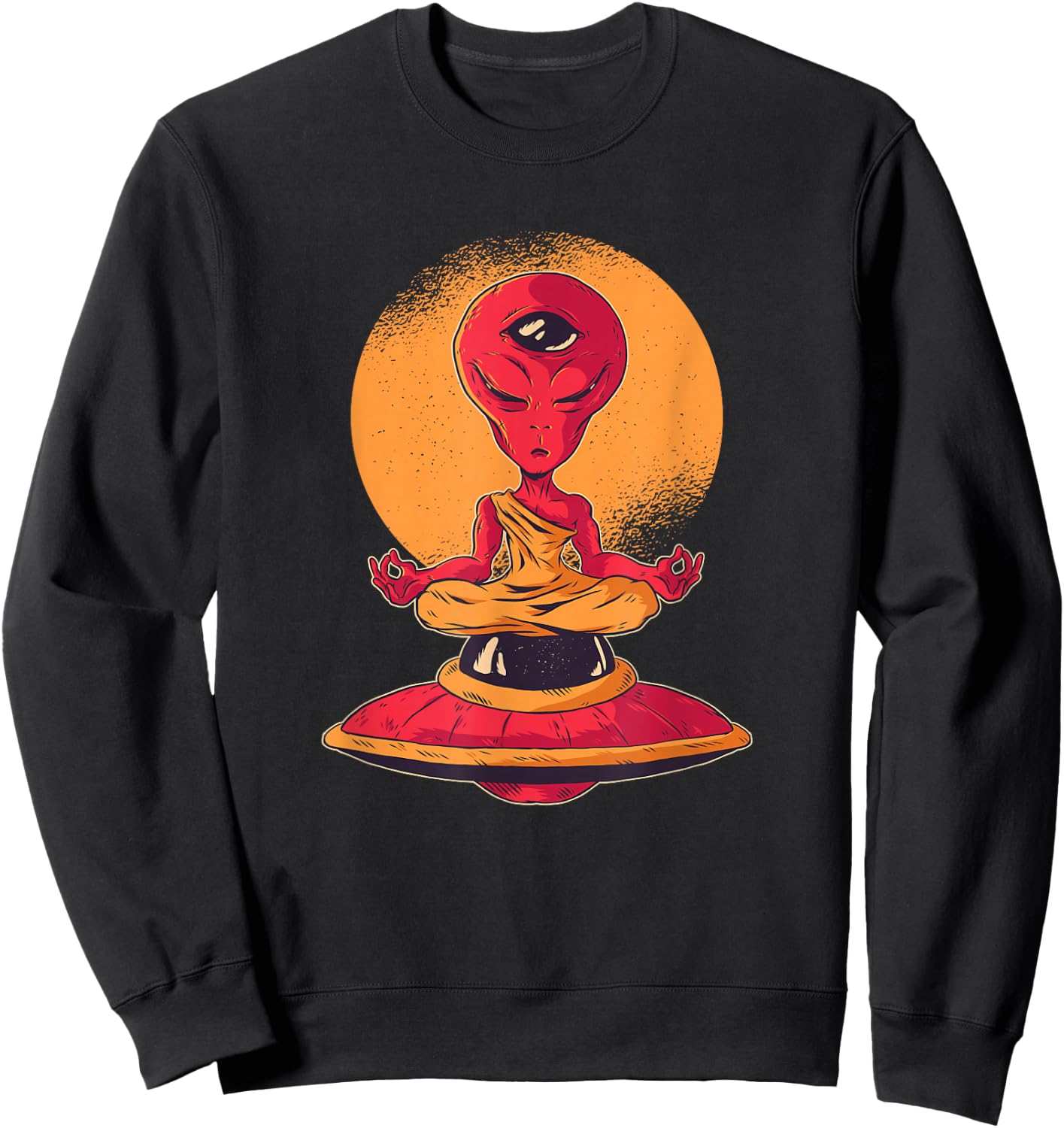 Funny Alien Meditation Monk Sweatshirt - Sweatshirt | Black