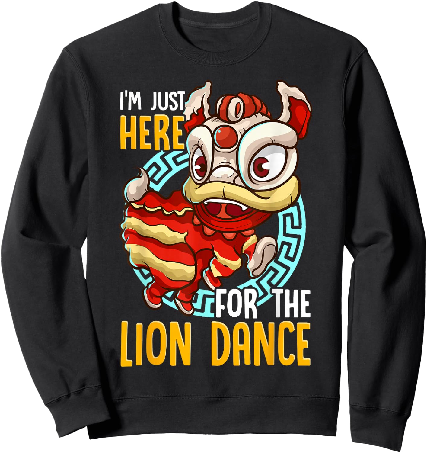 Chinese New Year 2025 Lion Dance Boy Girl Kids Red Orange Sweatshirt - Sweatshirt | Black
