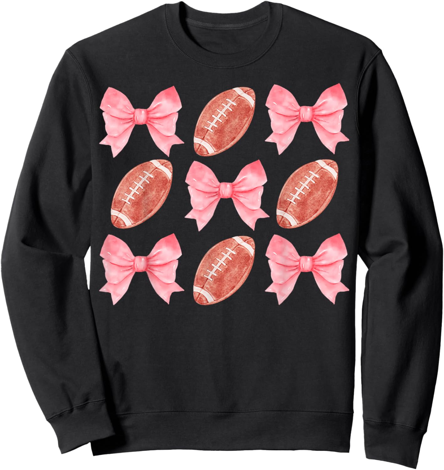 Football Sister Mom Tween Teen Girl Girly Pink Bow Preppy Sweatshirt - Sweatshirt | Black