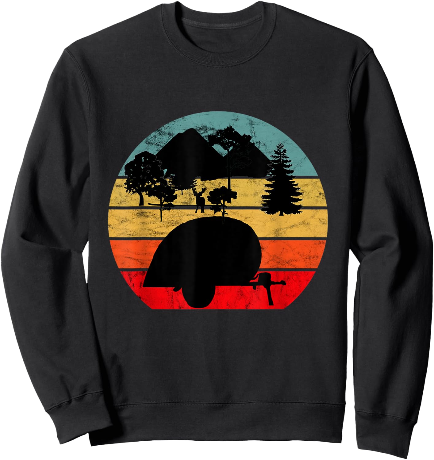 Camping Caravan Vintage Retro Sunset Camper Sweatshirt - Sweatshirt | Black