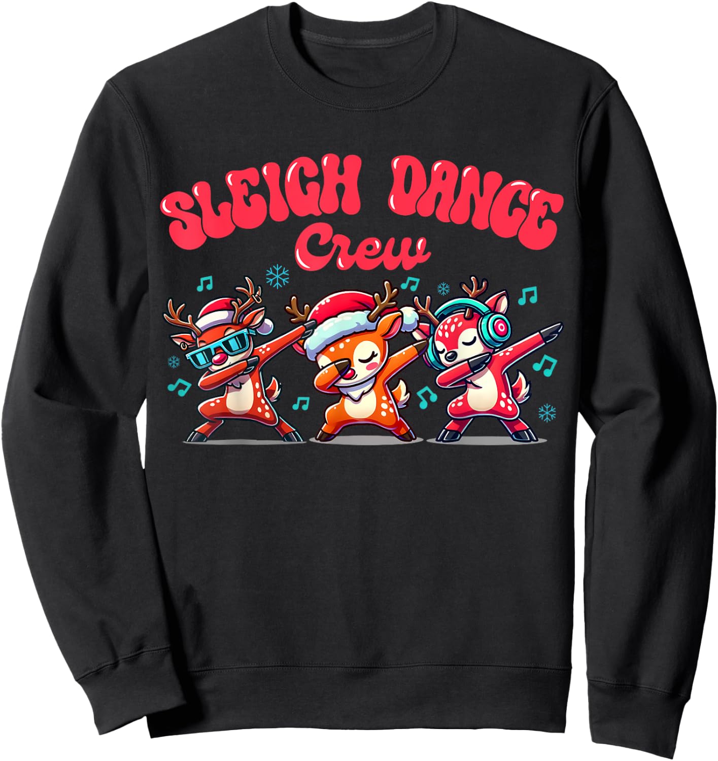 Christmas Sleigh Dance Crew Boy Hip Hop Reindeer Dabbing Sweatshirt - Sweatshirt | Black