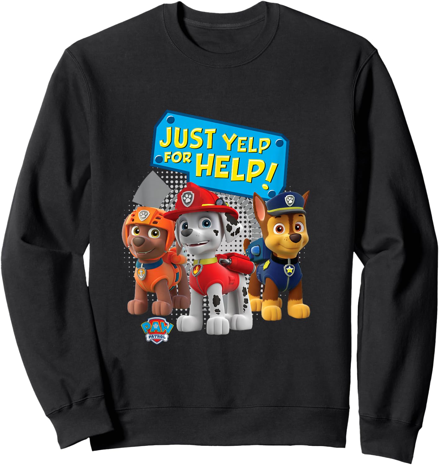 Paw Patrol Just Yelp For Help! Chase, Marshall and Zuma Sweatshirt - Sweatshirt | Black