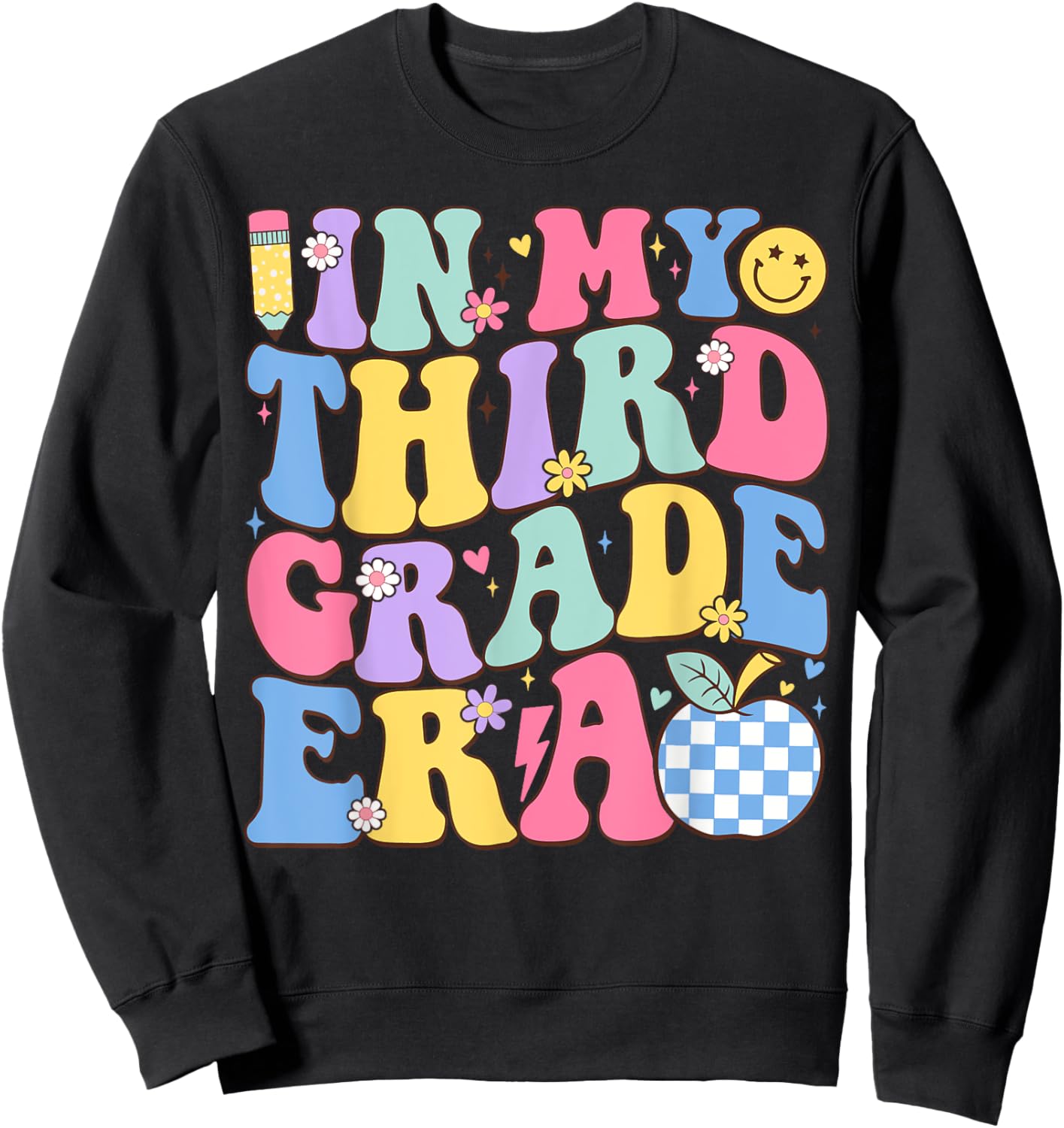 In My Third Grade Era Groovy Back To School Teachers Kids Sweatshirt - Sweatshirt | Black