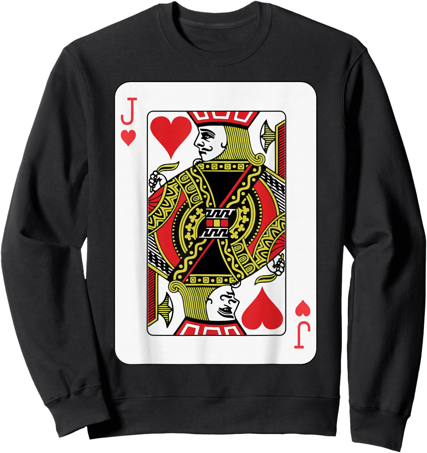 Jack of Hearts Playing Card Poker Sweatshirt - Sweatshirt | Black