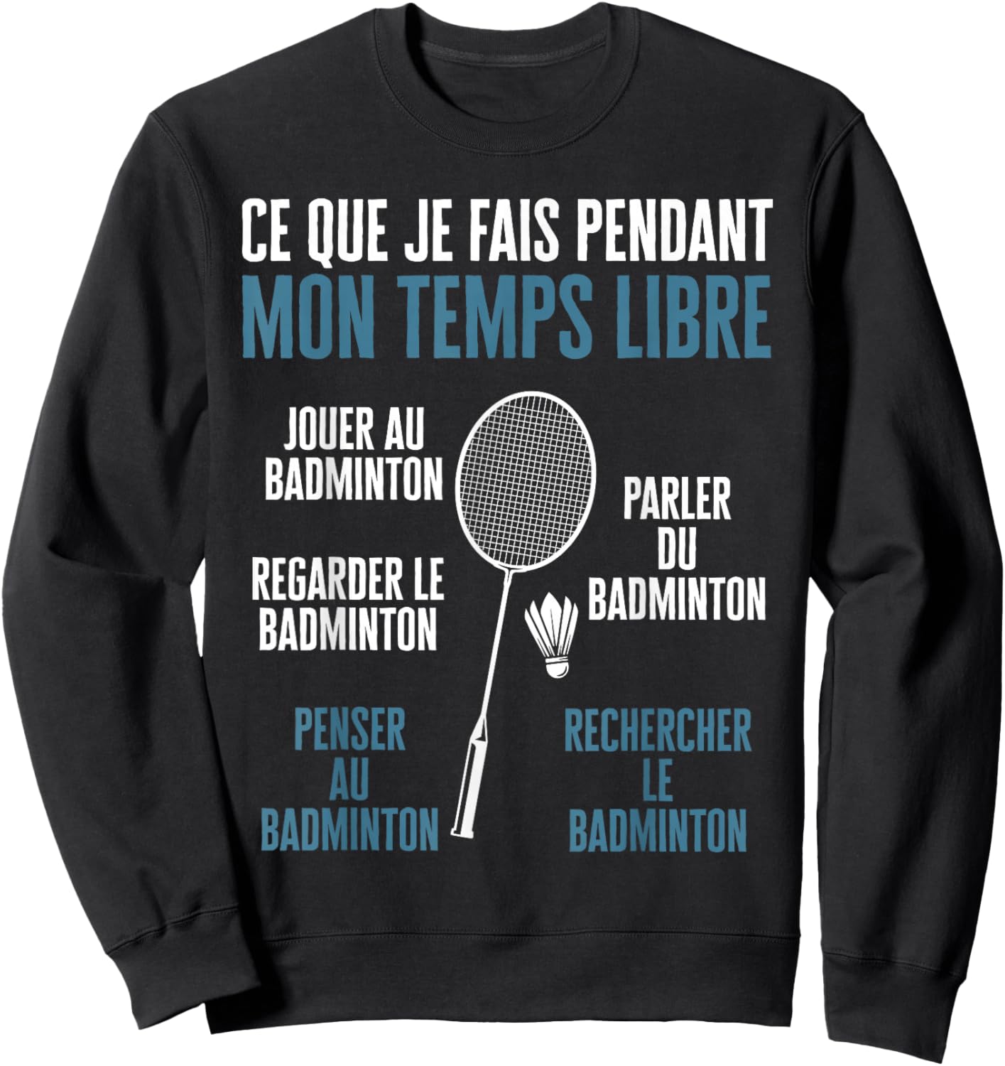 Boys Funny Play Badminton Watch The Badminton , Black, S Sweatshirt - Sweatshirt | Black