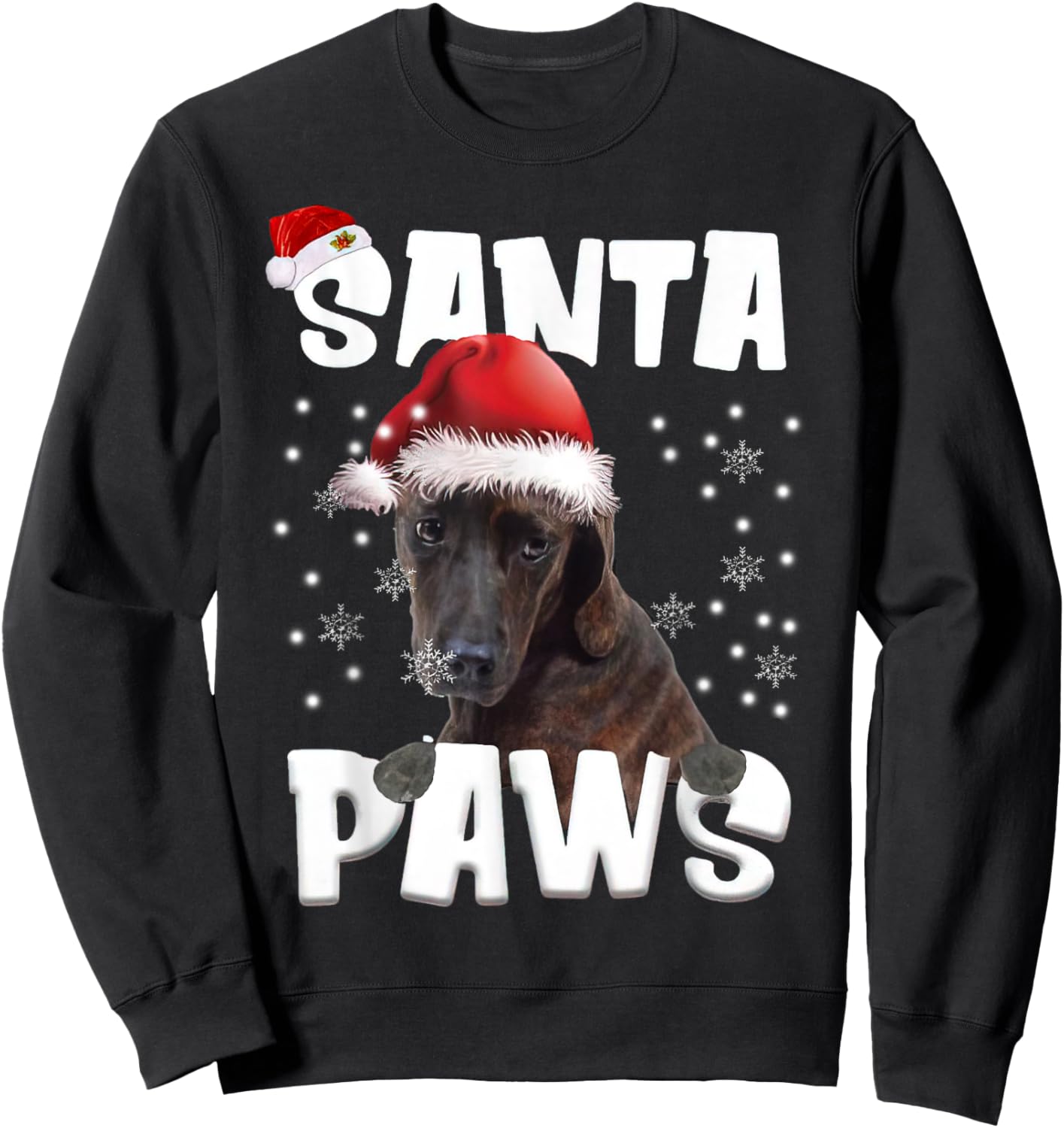 Funny Plott Hound Christmas Lights Tree Dog Lover Xmas Men Women Sweatshirt - Sweatshirt | Black