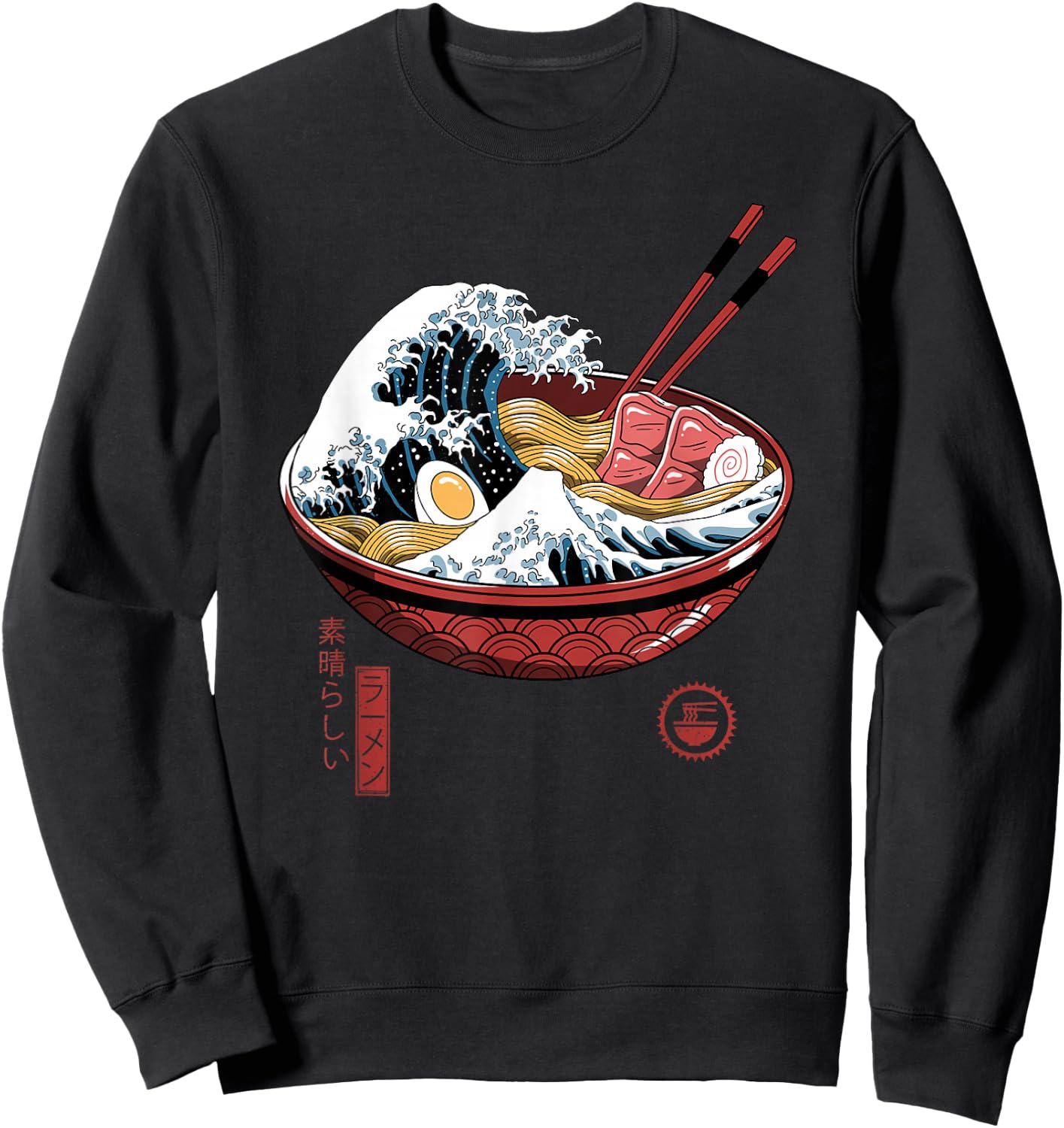 Great Ramen Wave White Sweatshirt - Sweatshirt | Black