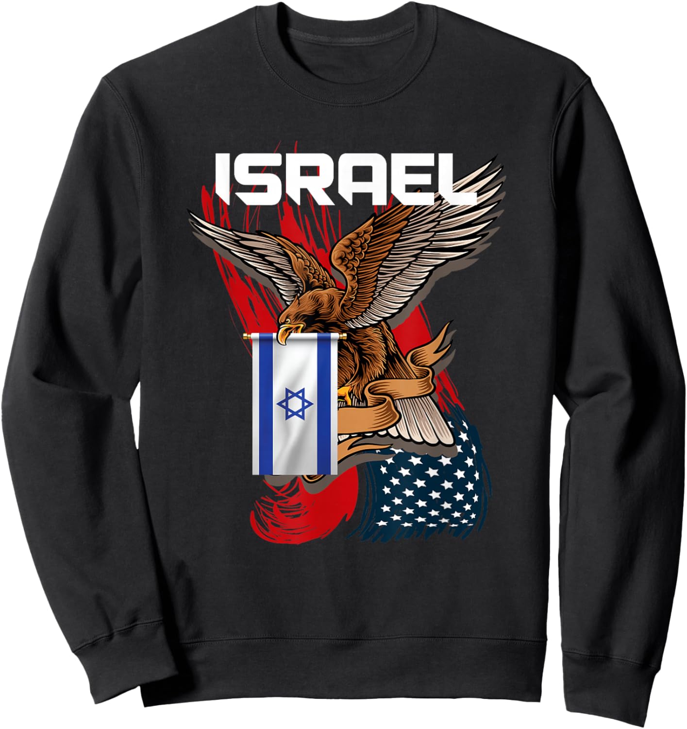 Israeli Eagle Star of David Gift USA Israel Sweatshirt - Sweatshirt | Black