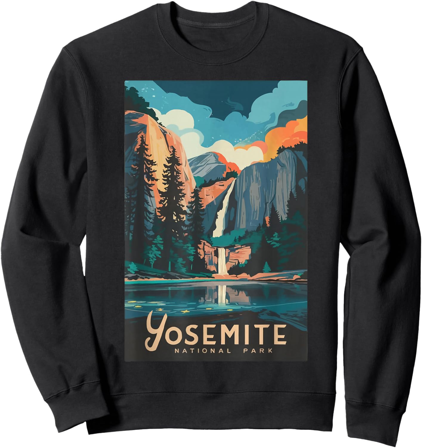 Retro Yosemite California National Park Tunnel View Trails Sweatshirt - Sweatshirt | Black