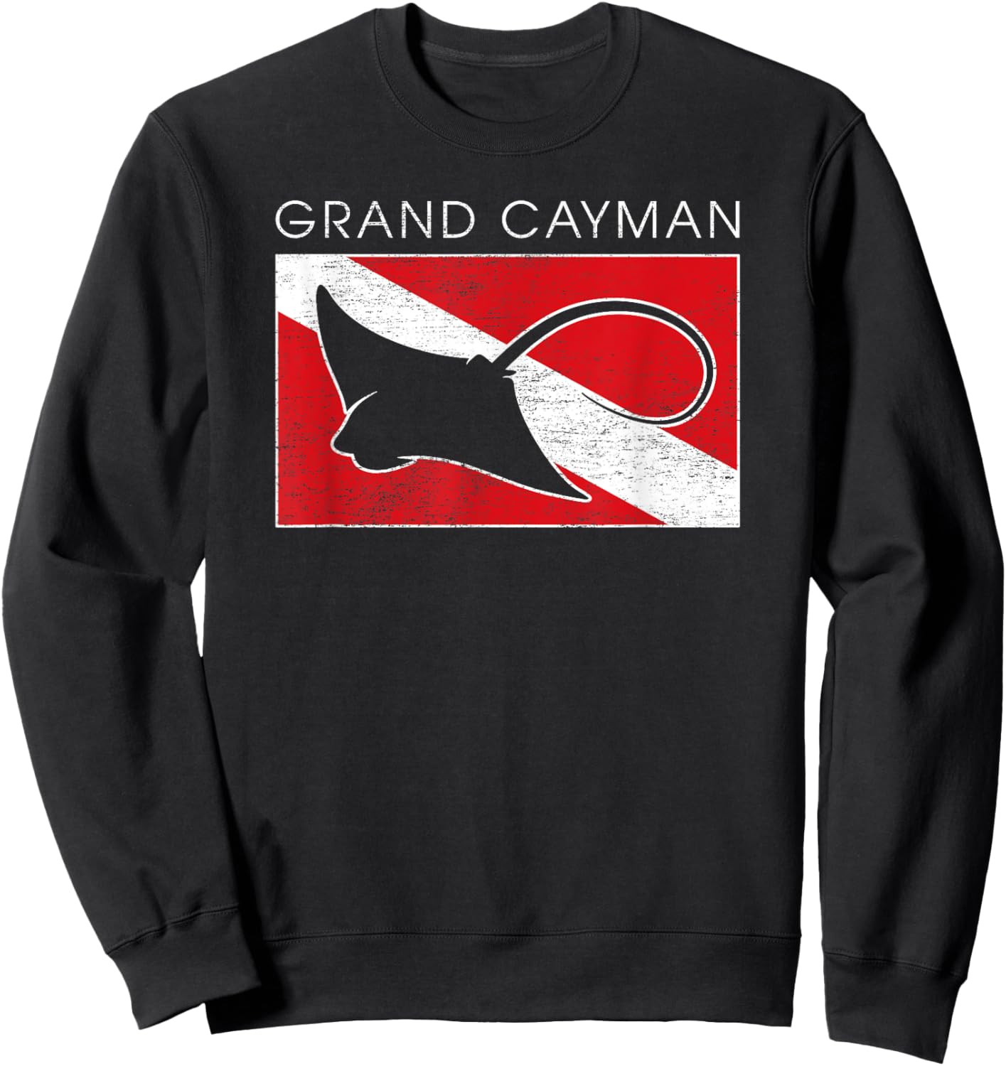 Stingray Grand Cayman Islands Scuba Dive Flag Sweatshirt - Sweatshirt | Black
